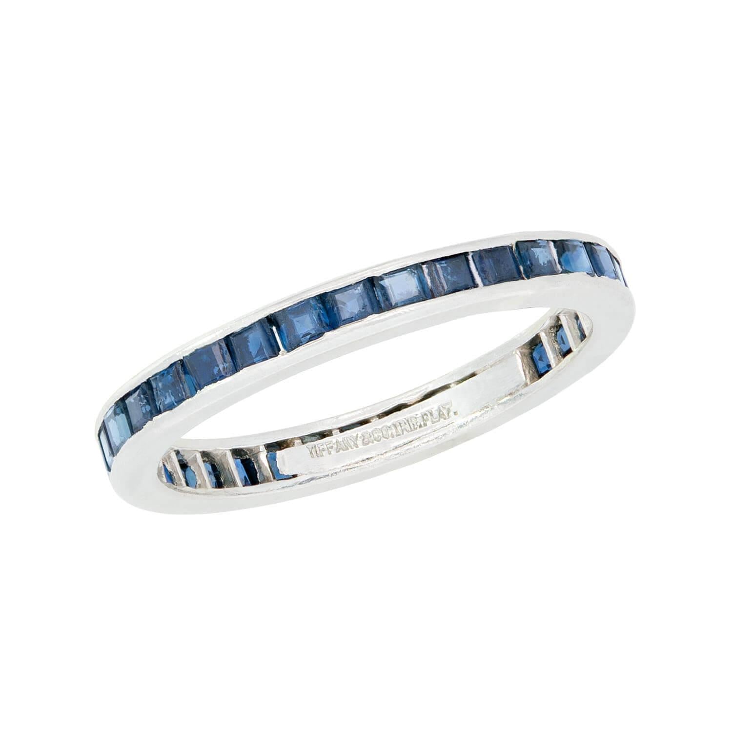 TIFFANY & CO Art Deco Platinum Sapphire Eternity Band