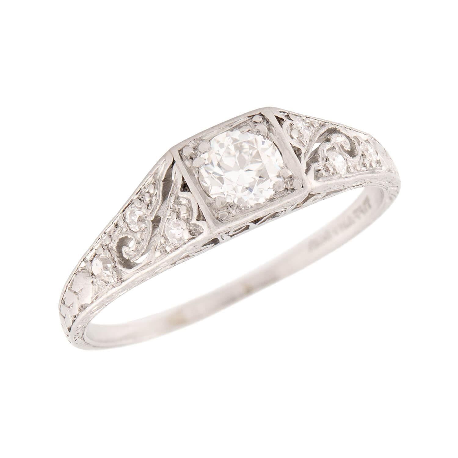 TIFFANY & CO Art Deco Platinum Diamond Ring