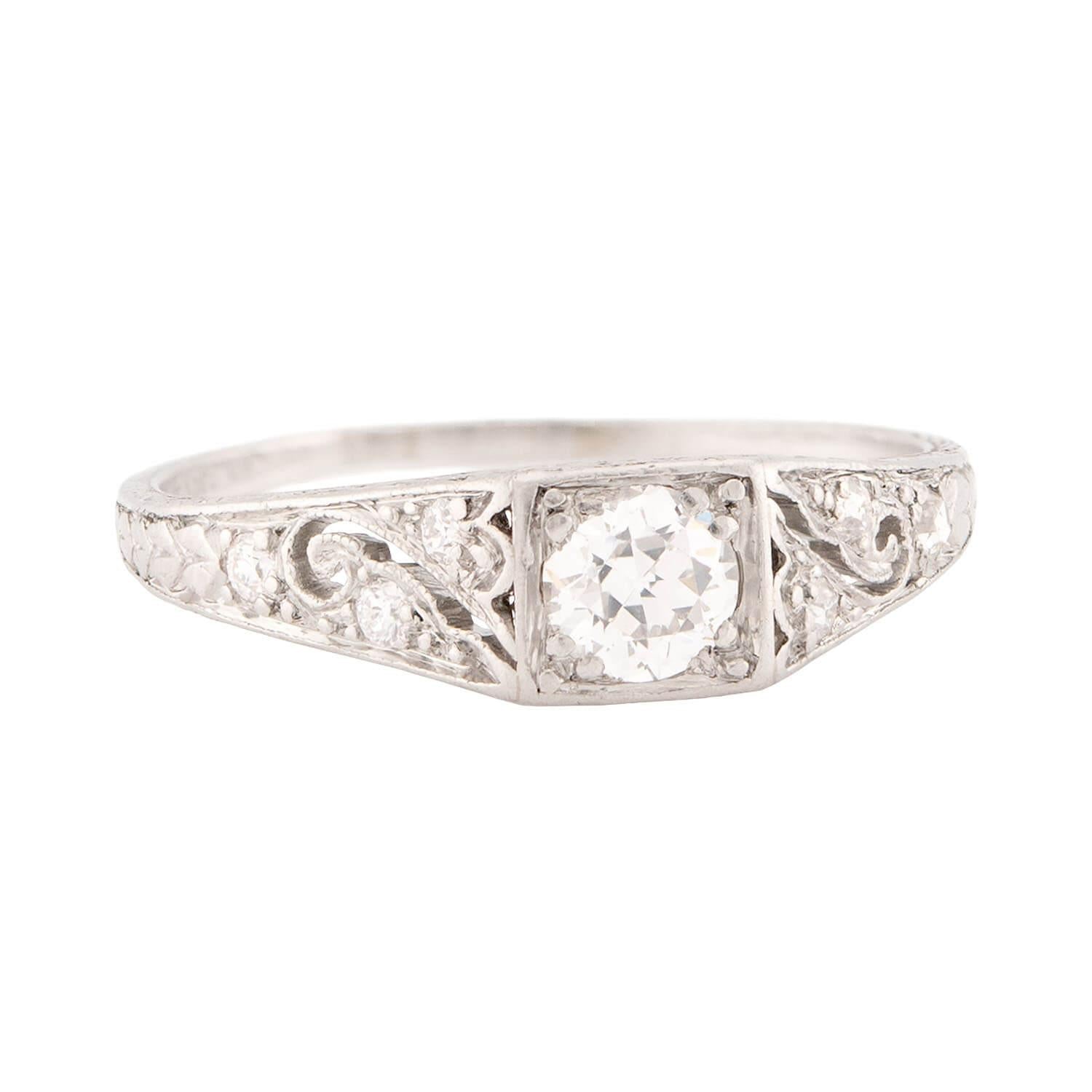 TIFFANY & CO Art Deco Platinum Diamond Ring