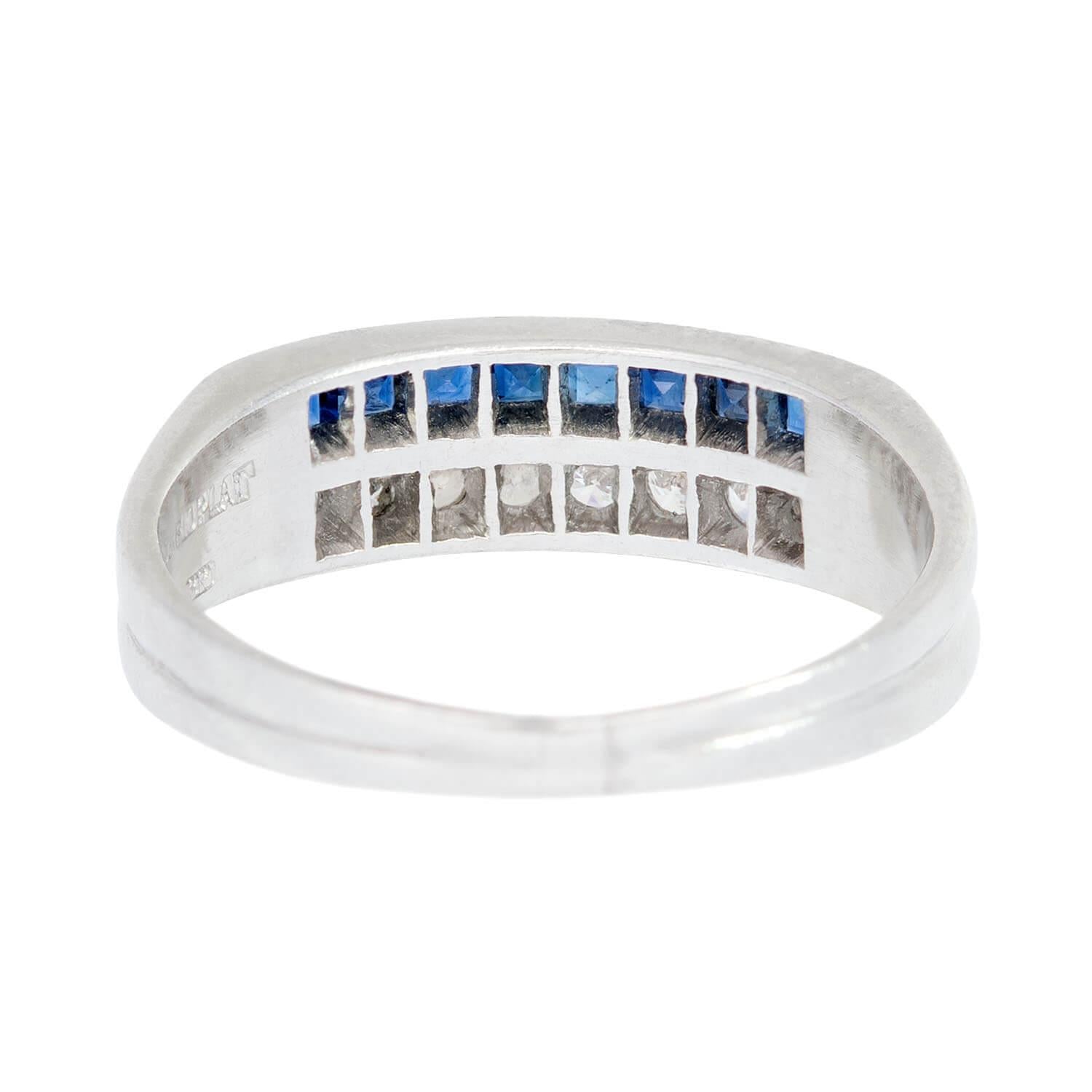 Art Deco Platinum Sapphire and Diamond Band