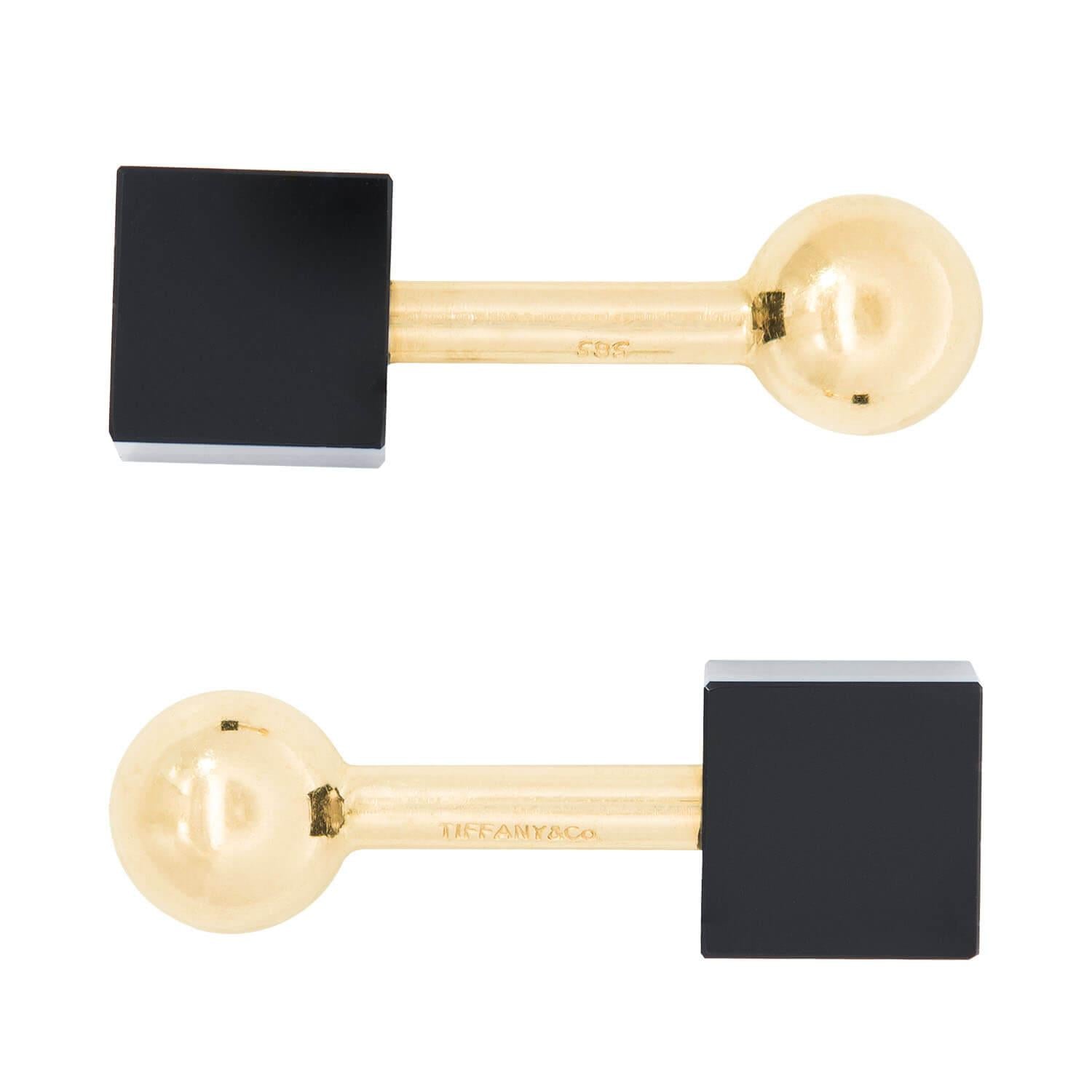 TIFFANY & CO Vintage 14k Onyx Cube Cufflink