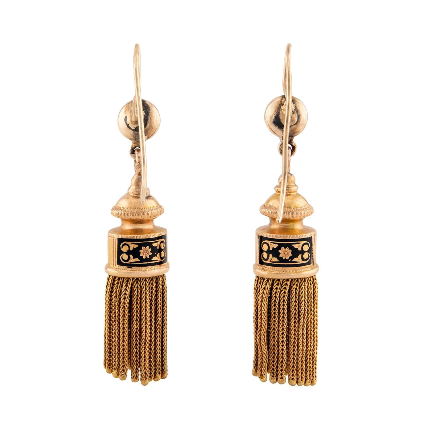 Victorian 22k Enamel Tassel Earrings