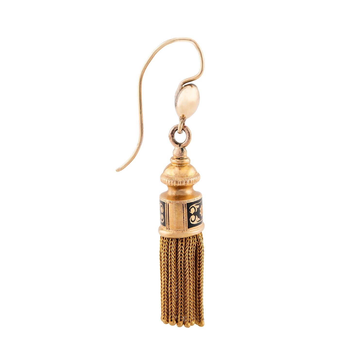 Victorian 22k Enamel Tassel Earrings