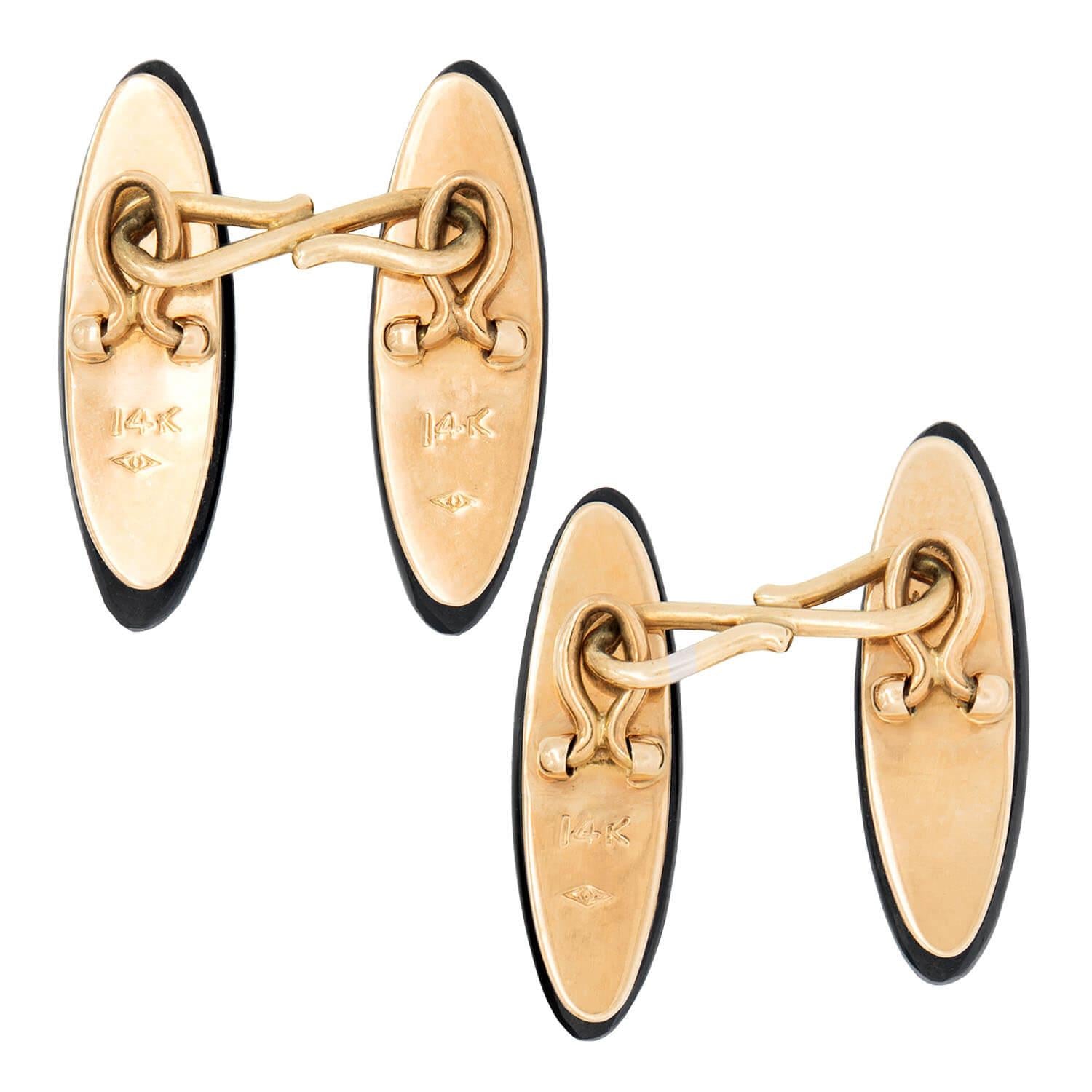 Victorian 14k Jet Cufflinks