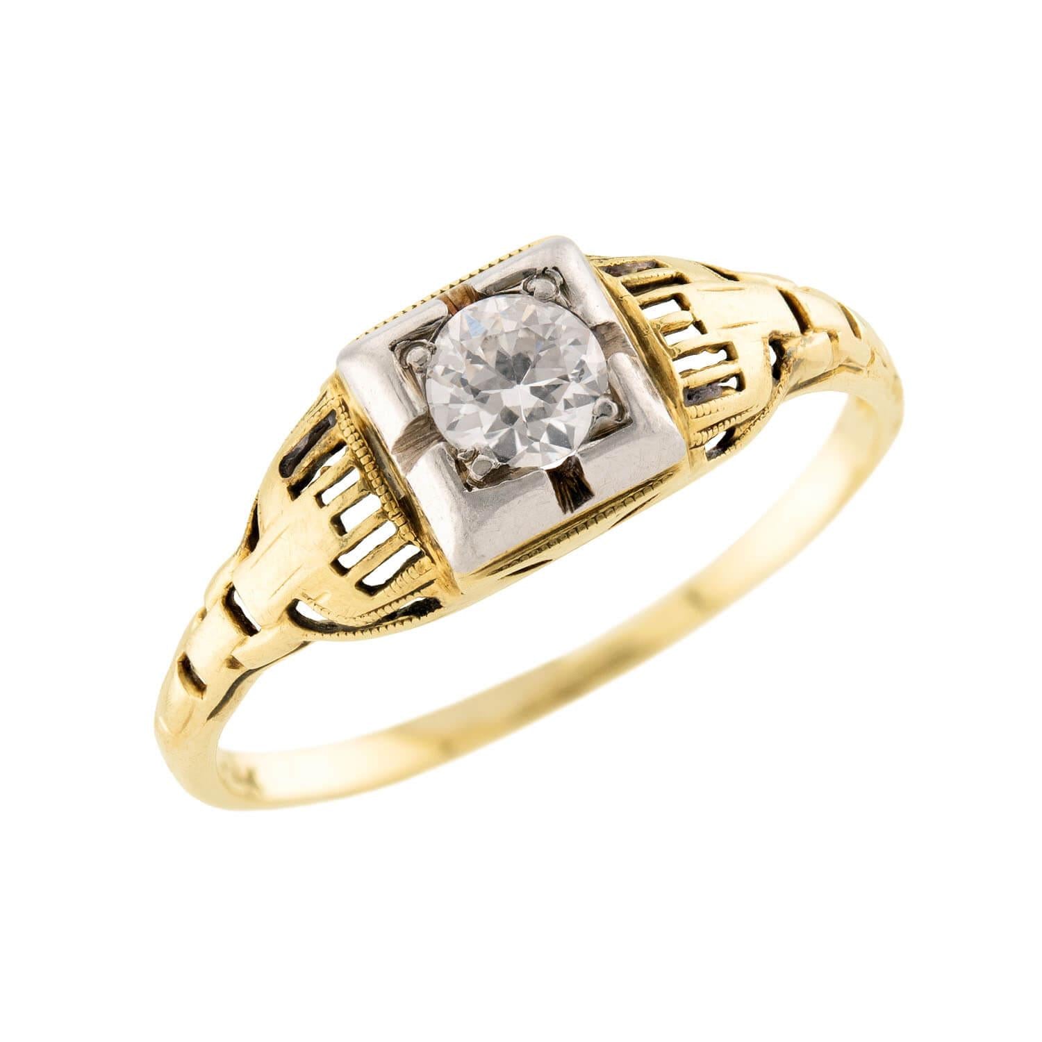 Edwardian 14k/Platinum Diamond Engagement Ring .30ct