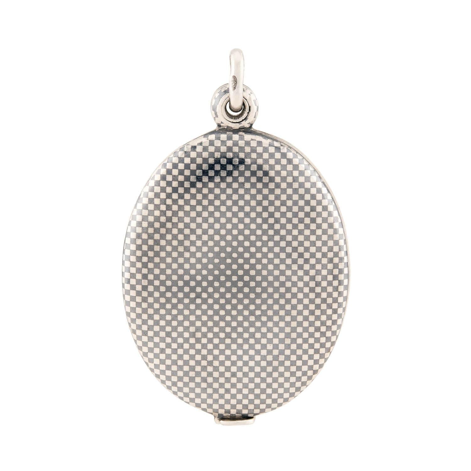 Victorian Sterling Silver Niello Checkerboard Locket