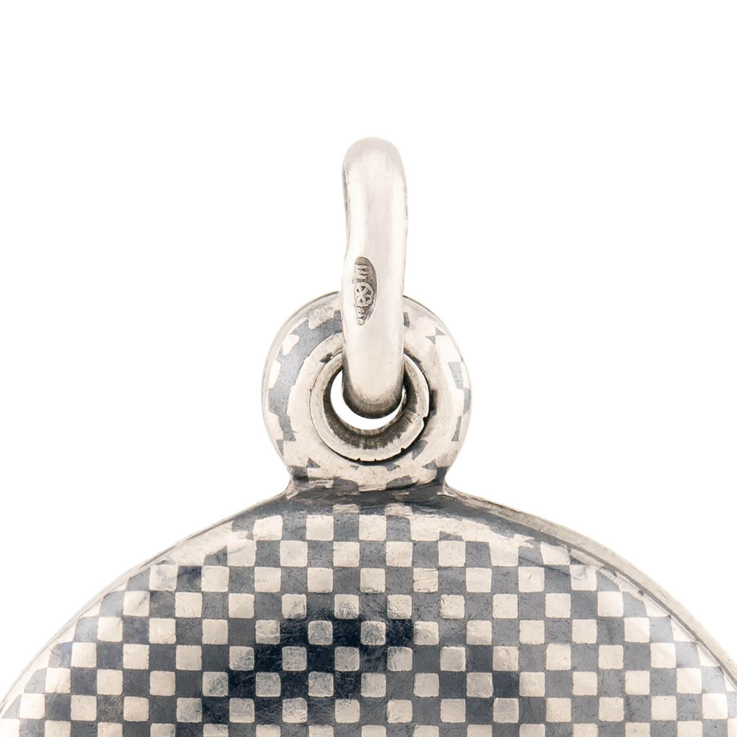 Victorian Sterling Silver Niello Checkerboard Locket