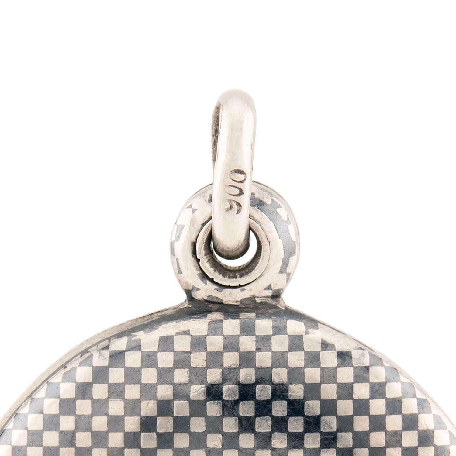 Victorian Sterling Silver Niello Checkerboard Locket