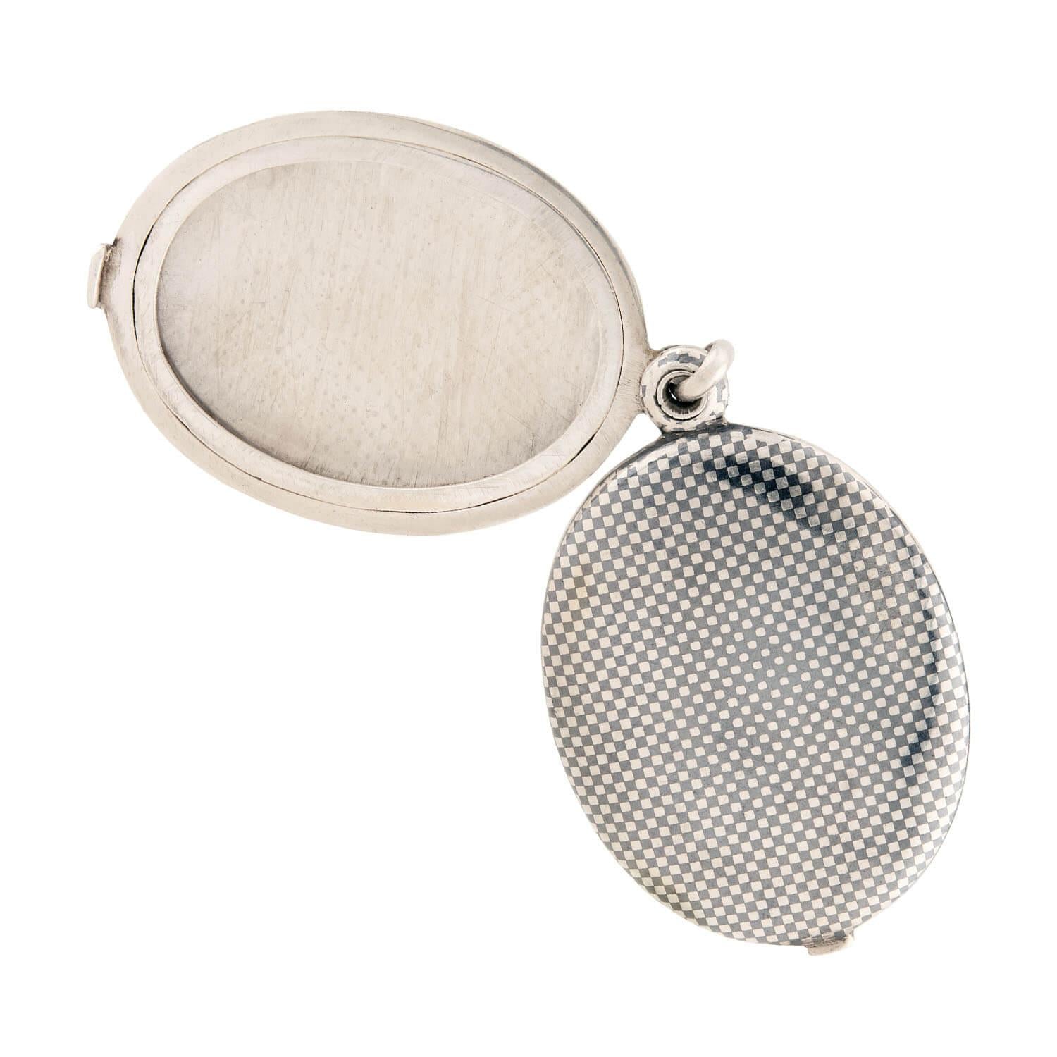 Victorian Sterling Silver Niello Checkerboard Locket