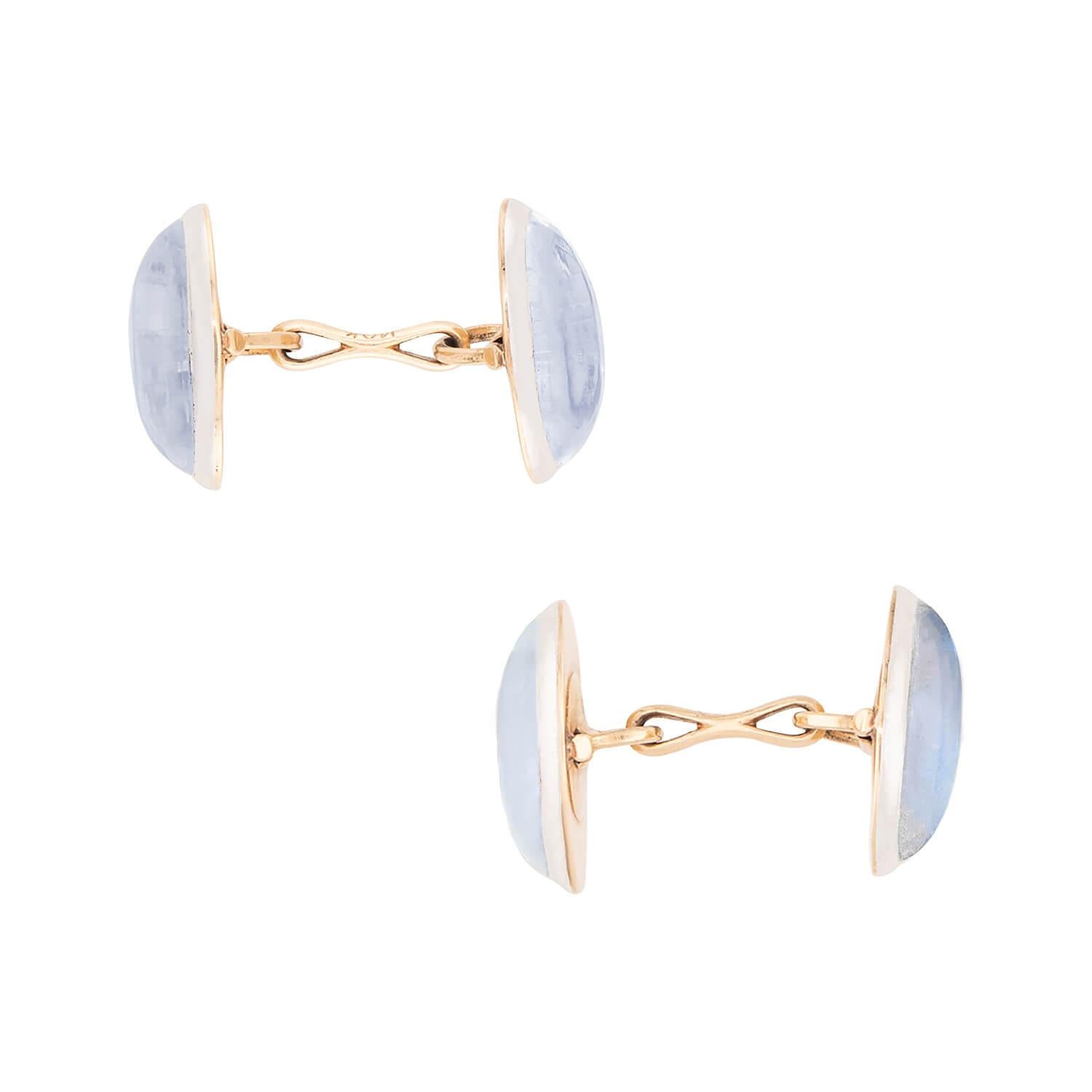 LARTER AND SONS Edwardian 14k/Platinum Moonstone Cufflinks