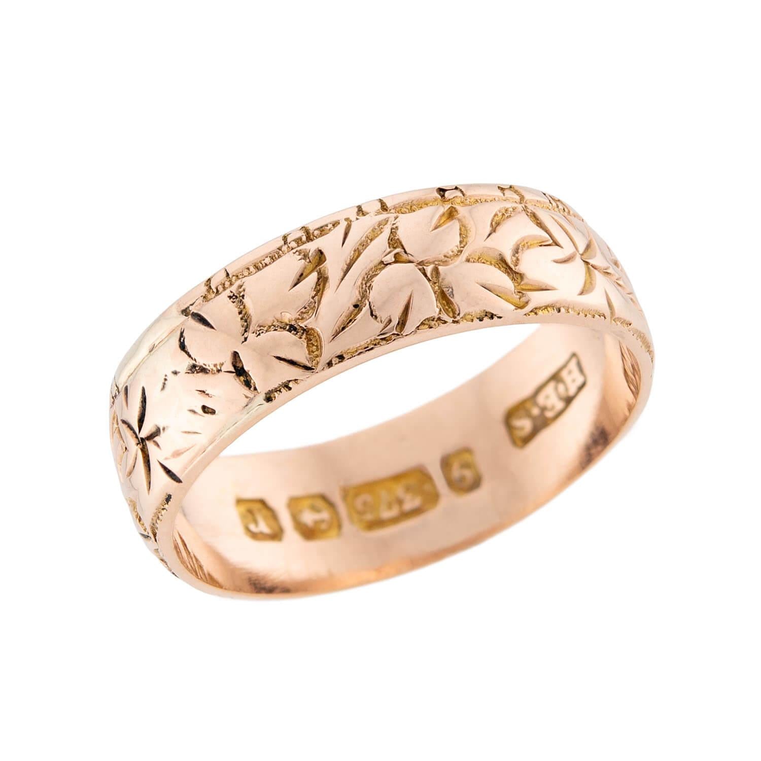 Art Nouveau 9k Leaf Motif Band