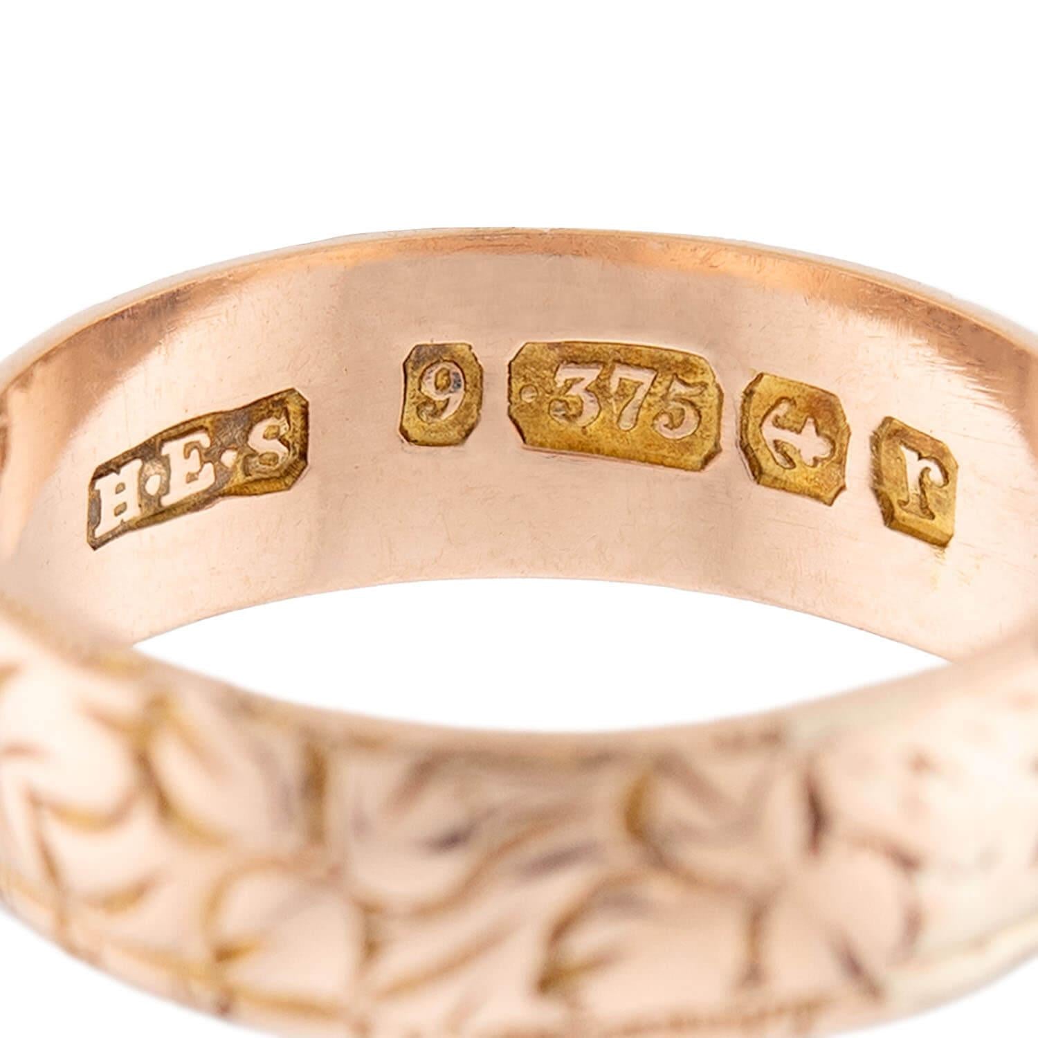 Art Nouveau 9k Leaf Motif Band