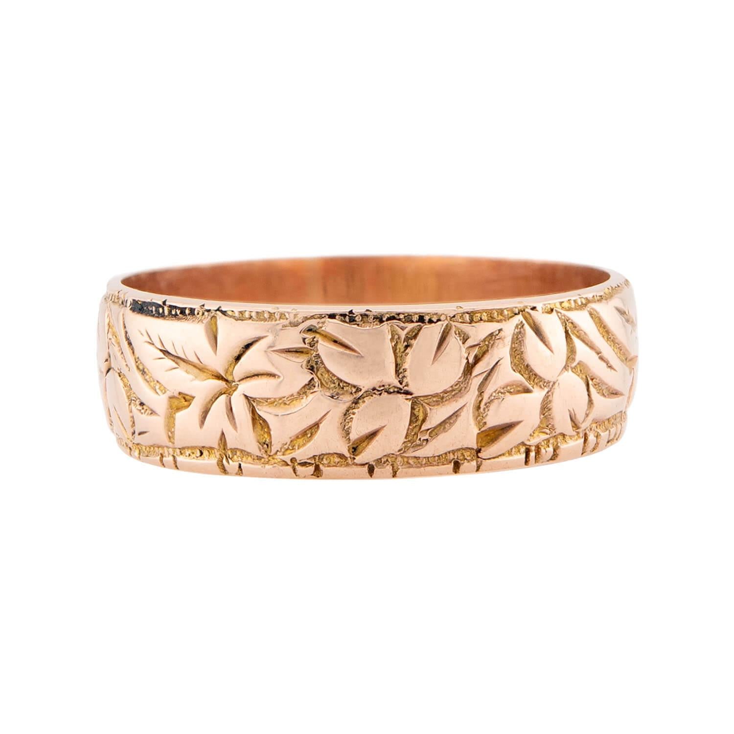 Art Nouveau 9k Leaf Motif Band