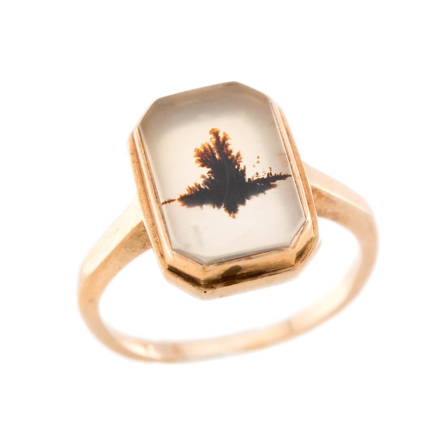 Victorian 10k Moss Agate Ring