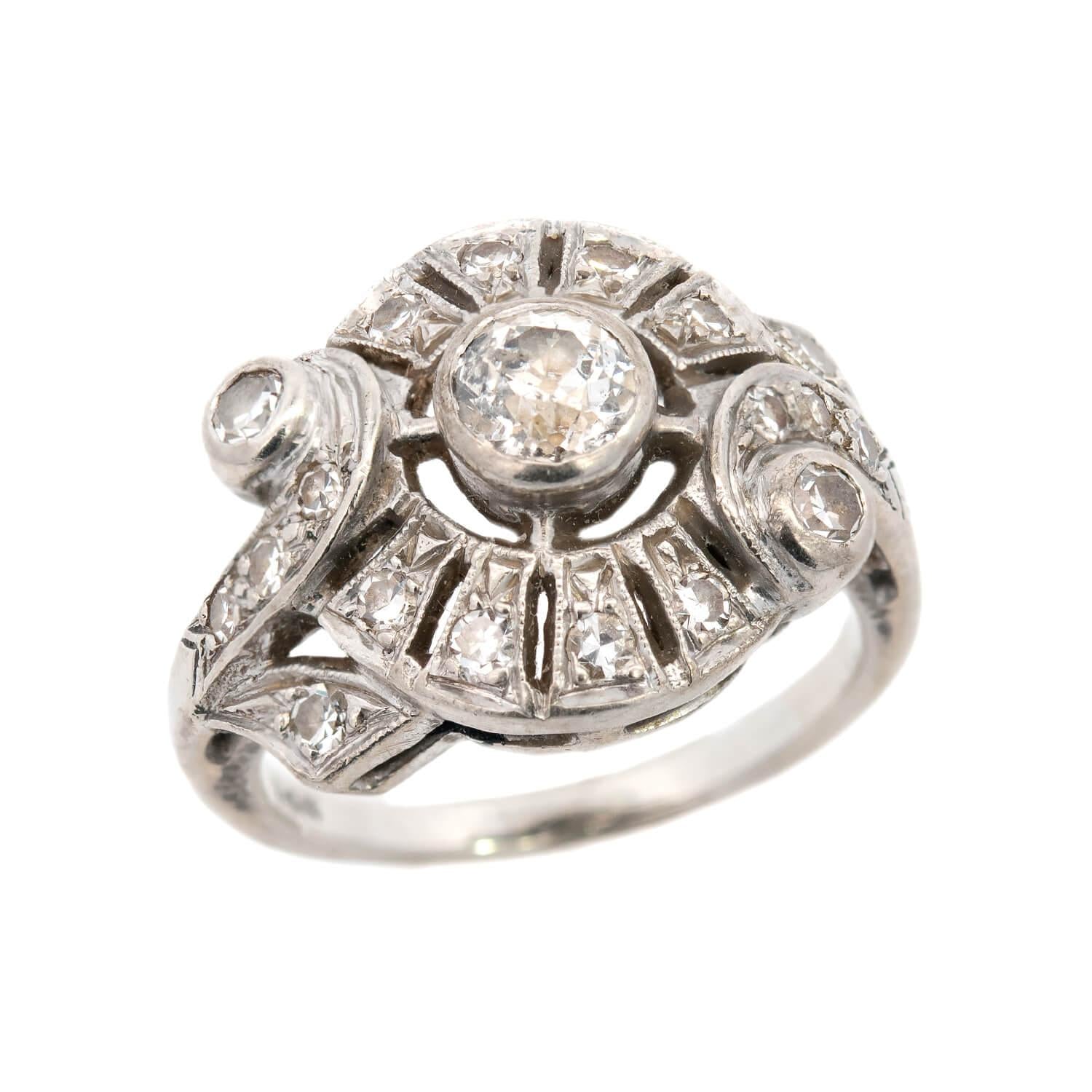 Art Deco 14k Diamond Halo Ring