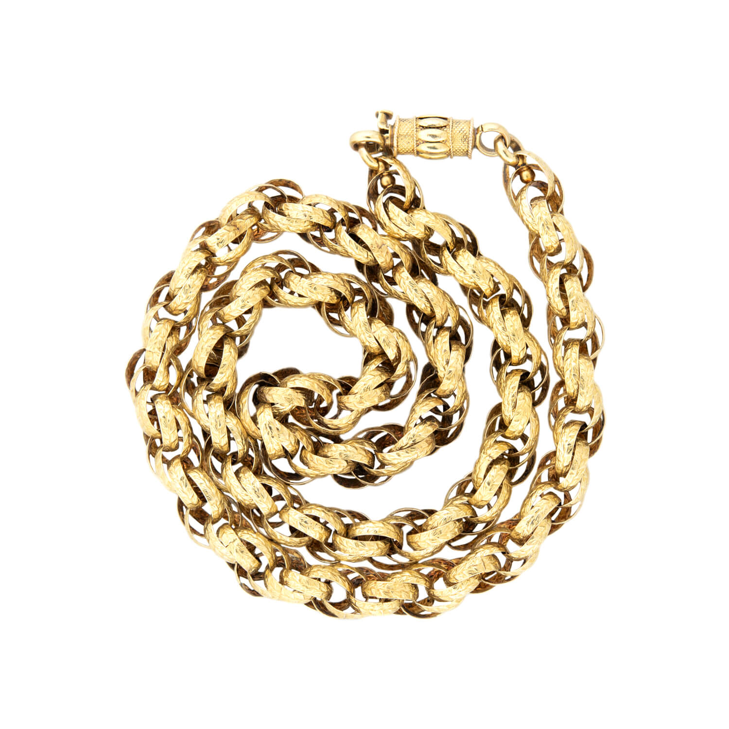 Georgian 15k Hand Wrought Chain with Barrel Clasp 17"