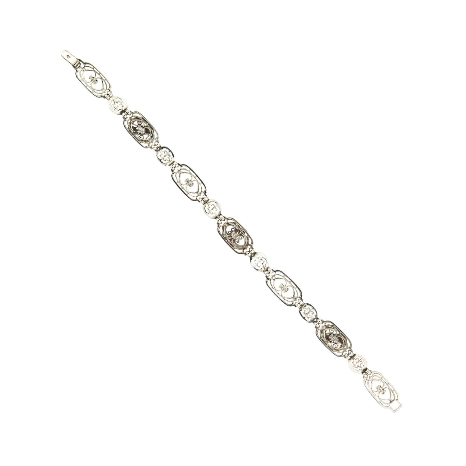 Art Deco 10k/Platinum Diamond Filigree Bracelet