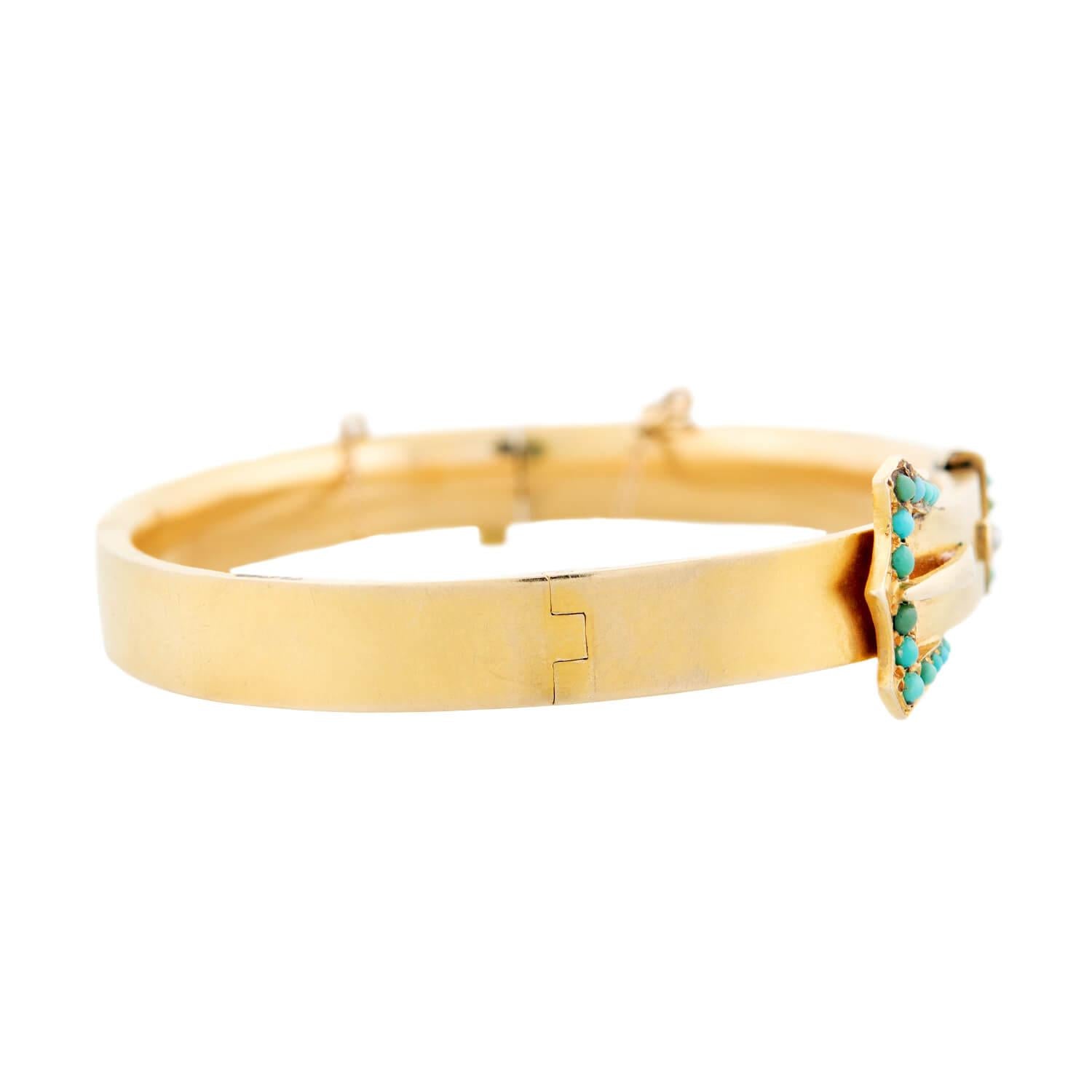 1 Victorian 14k Turquoise Buckle Bracelet