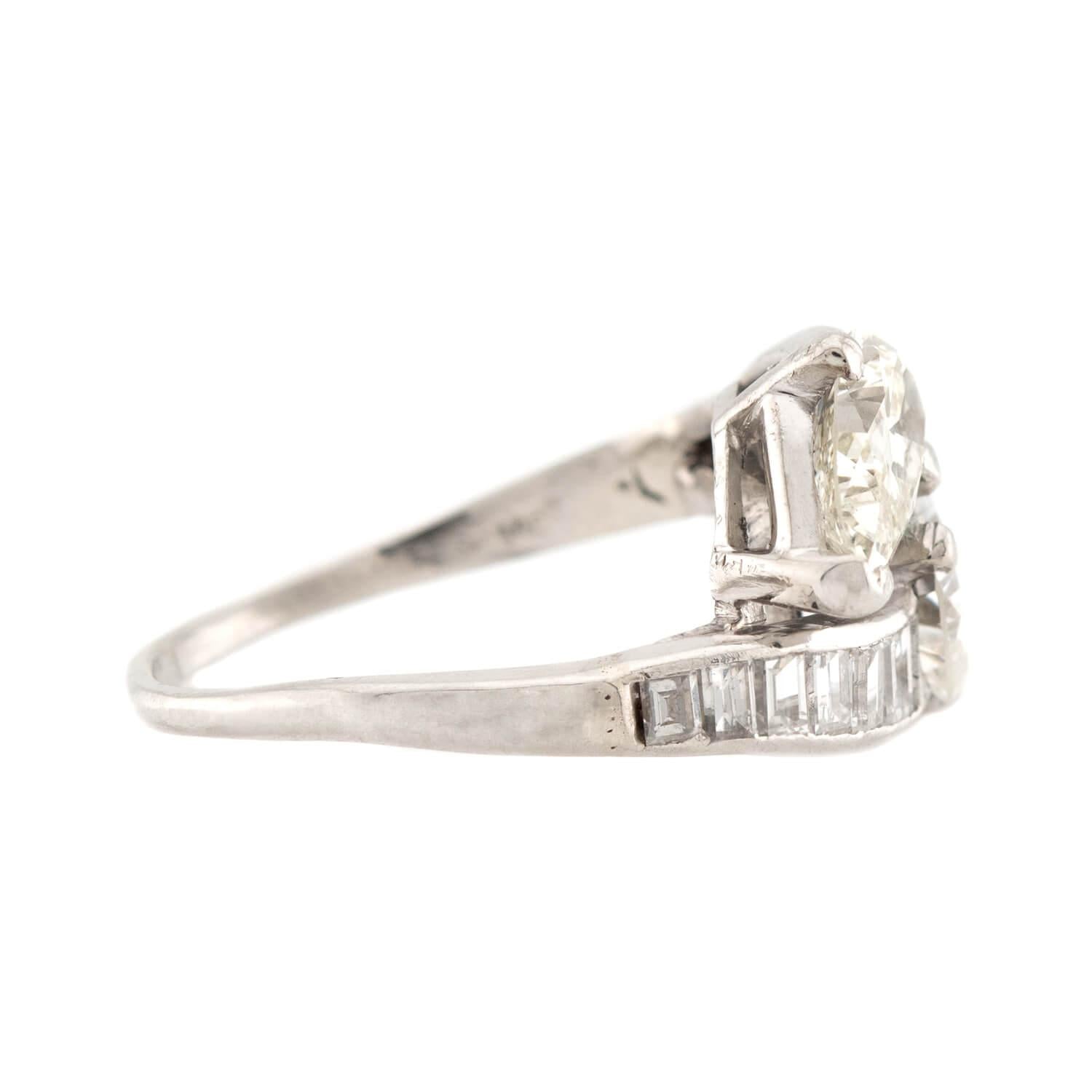 Art Deco Platinum Diamonds Bypass Ring