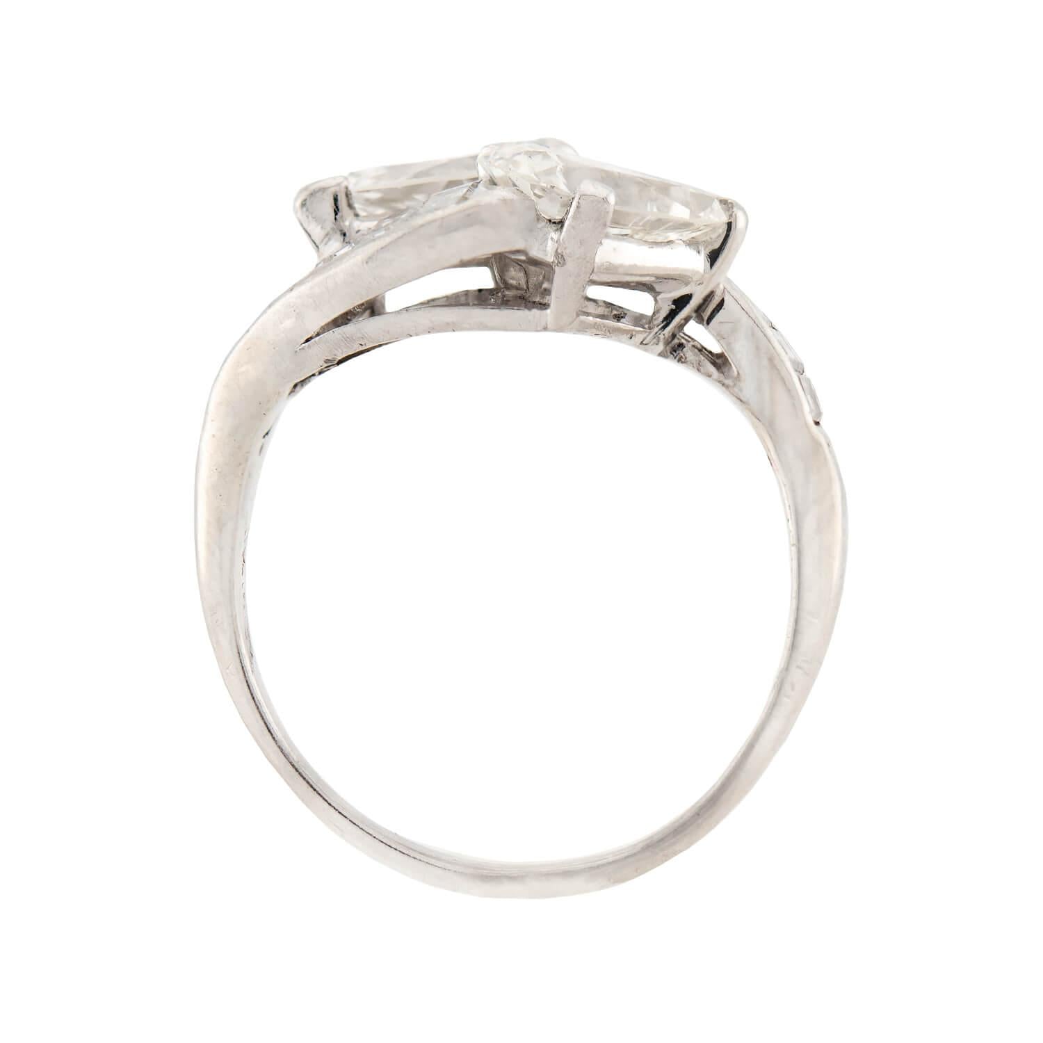 Art Deco Platinum Diamonds Bypass Ring