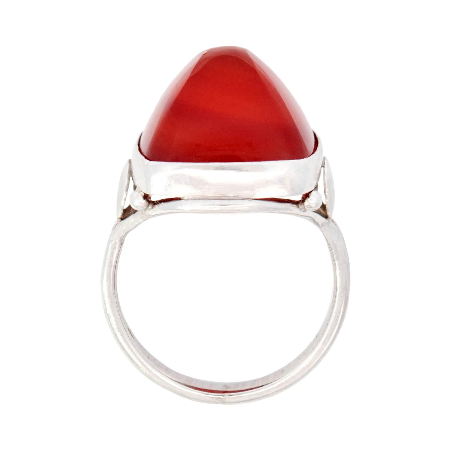 Art Deco Sterling Silver Carnelian Ring