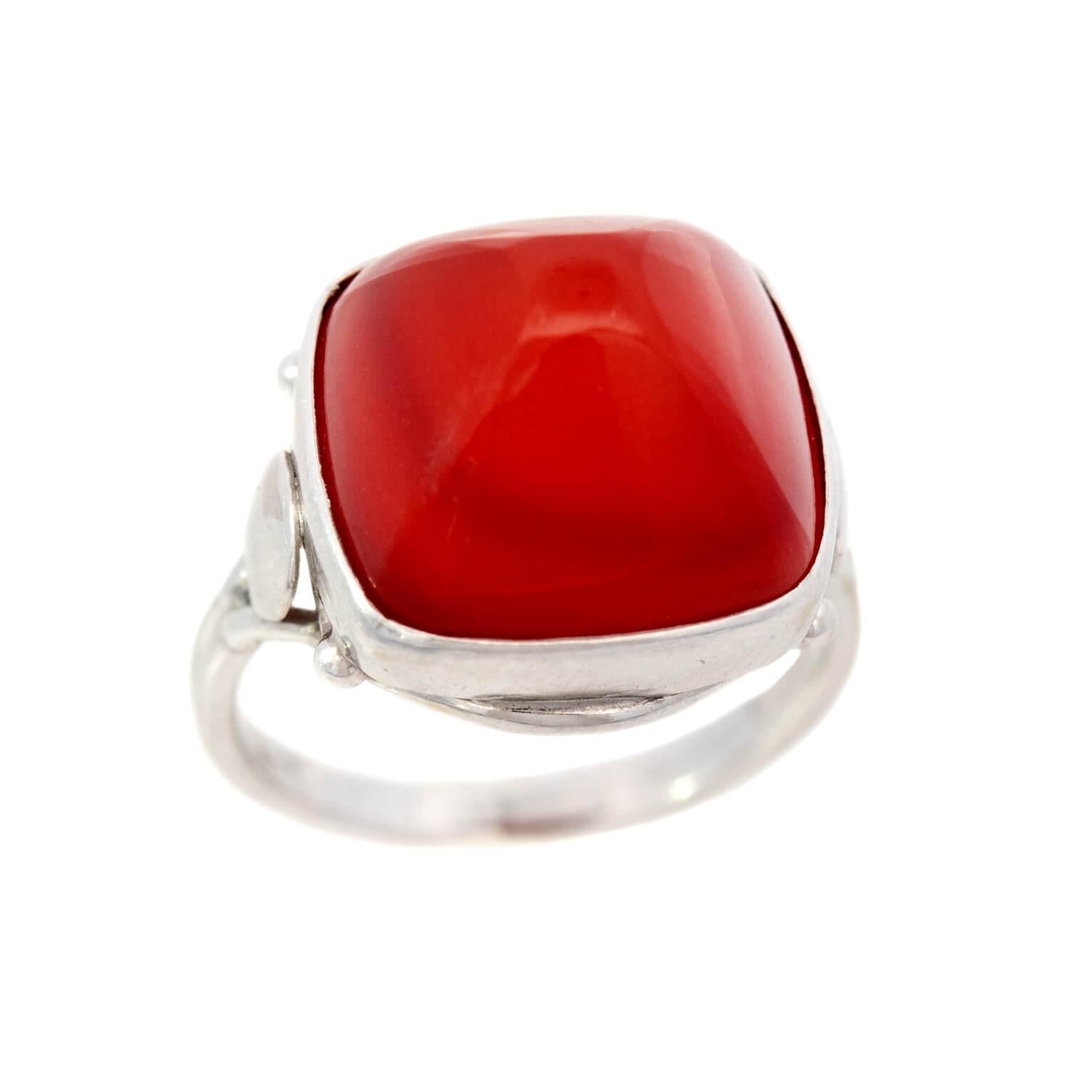 Art Deco Sterling Silver Carnelian Ring