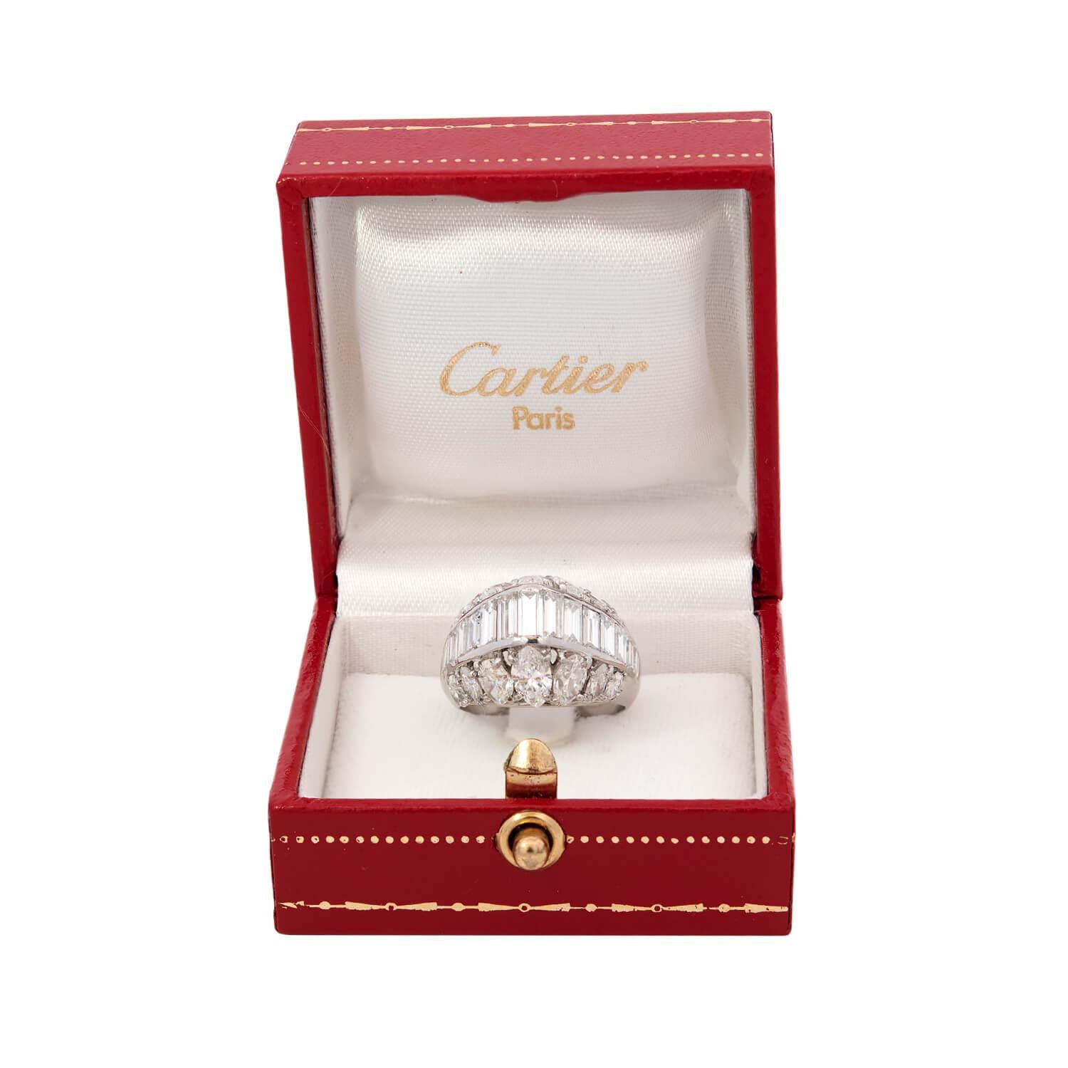 CARTIER Vintage Platinum Diamond Pyramid Ring