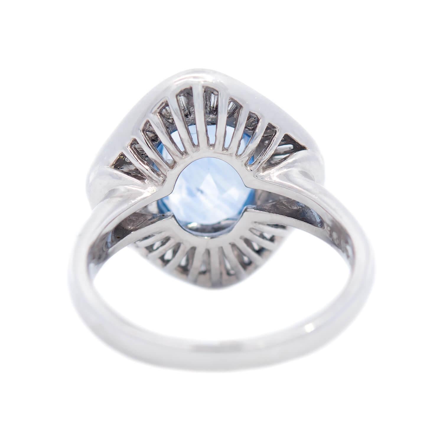 Art Deco Platinum GIA Ceylon Blue Sapphire Engagement Ring