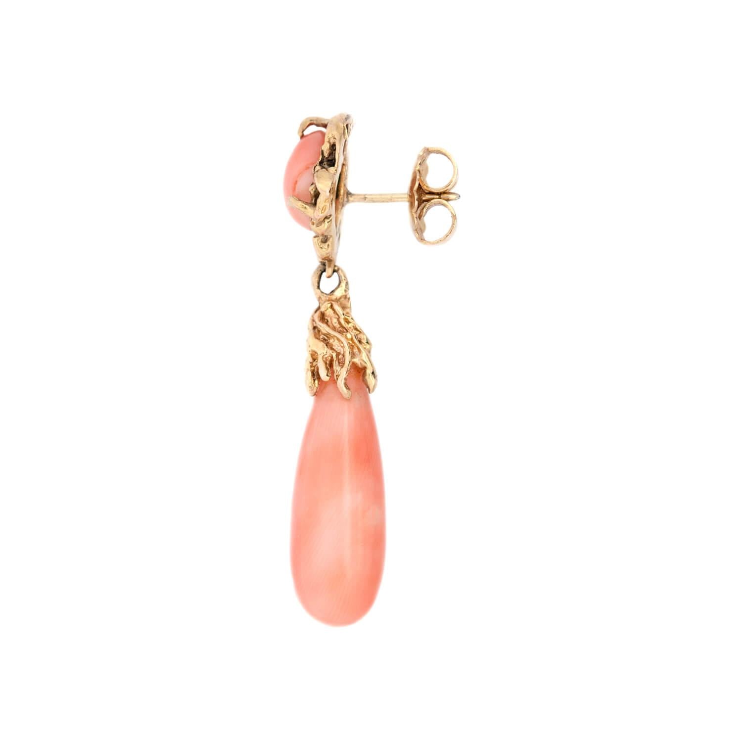 Victorian 14k Coral Drop Earrings