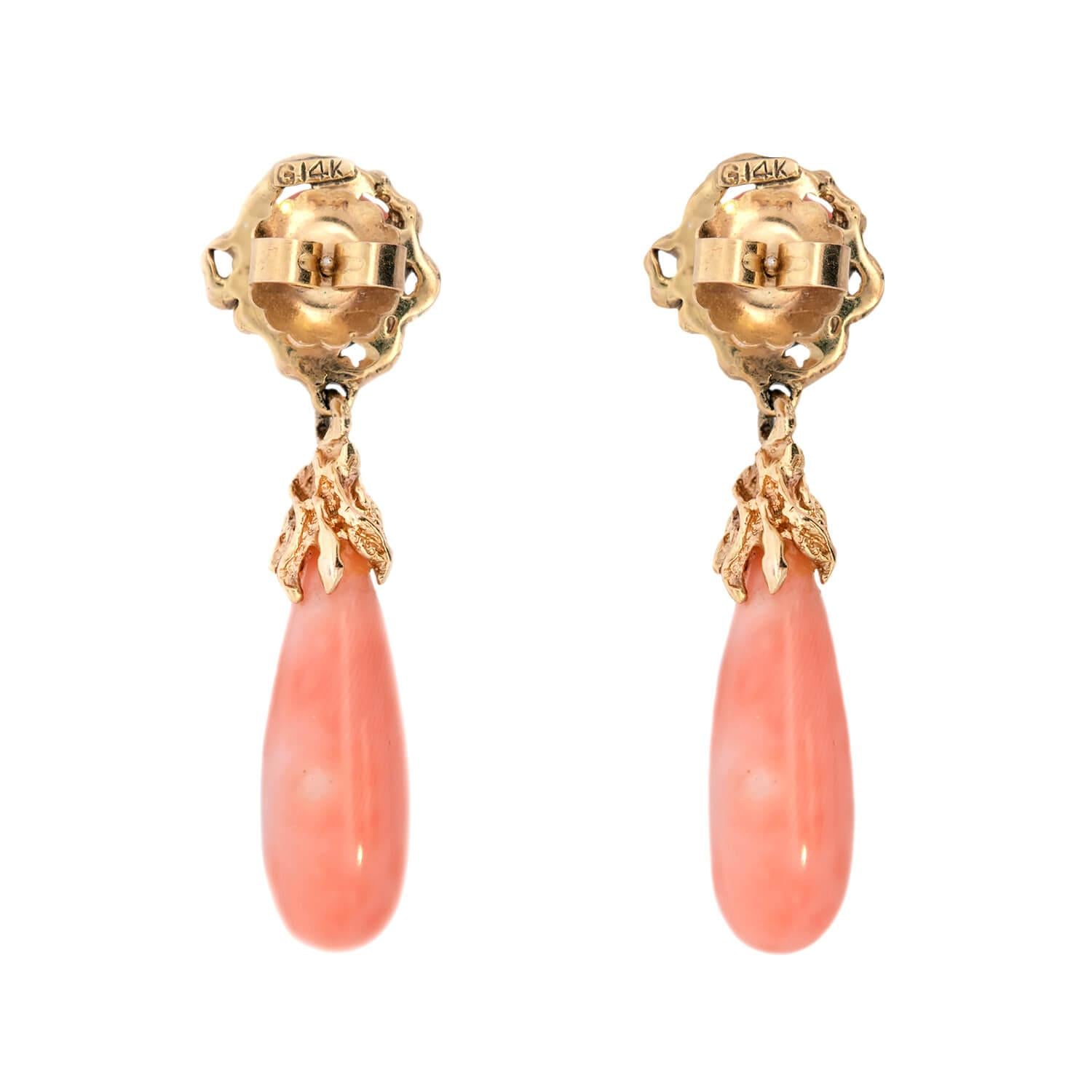 Victorian 14k Coral Drop Earrings