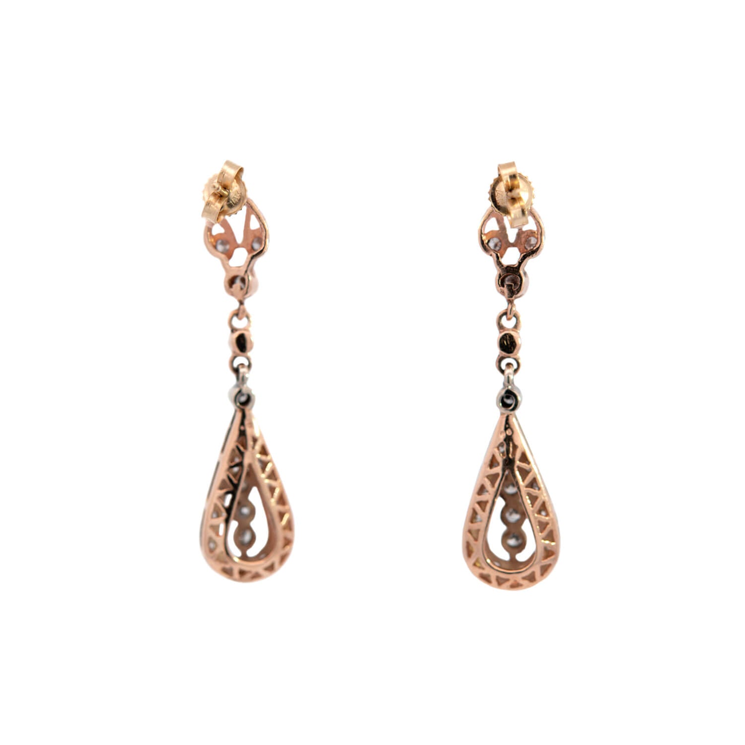 Estate 14k Diamond Dangle Earrings .90ctw