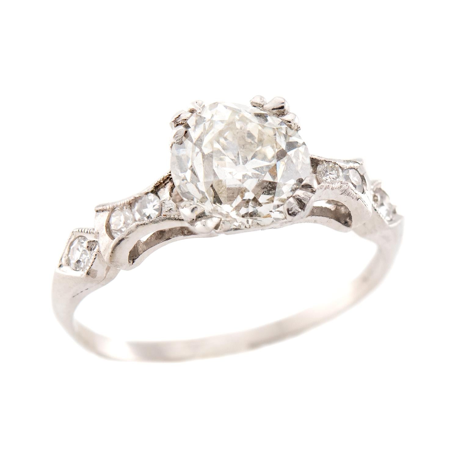 Art Deco Platinum Diamond Engagement Ring 1.57ct