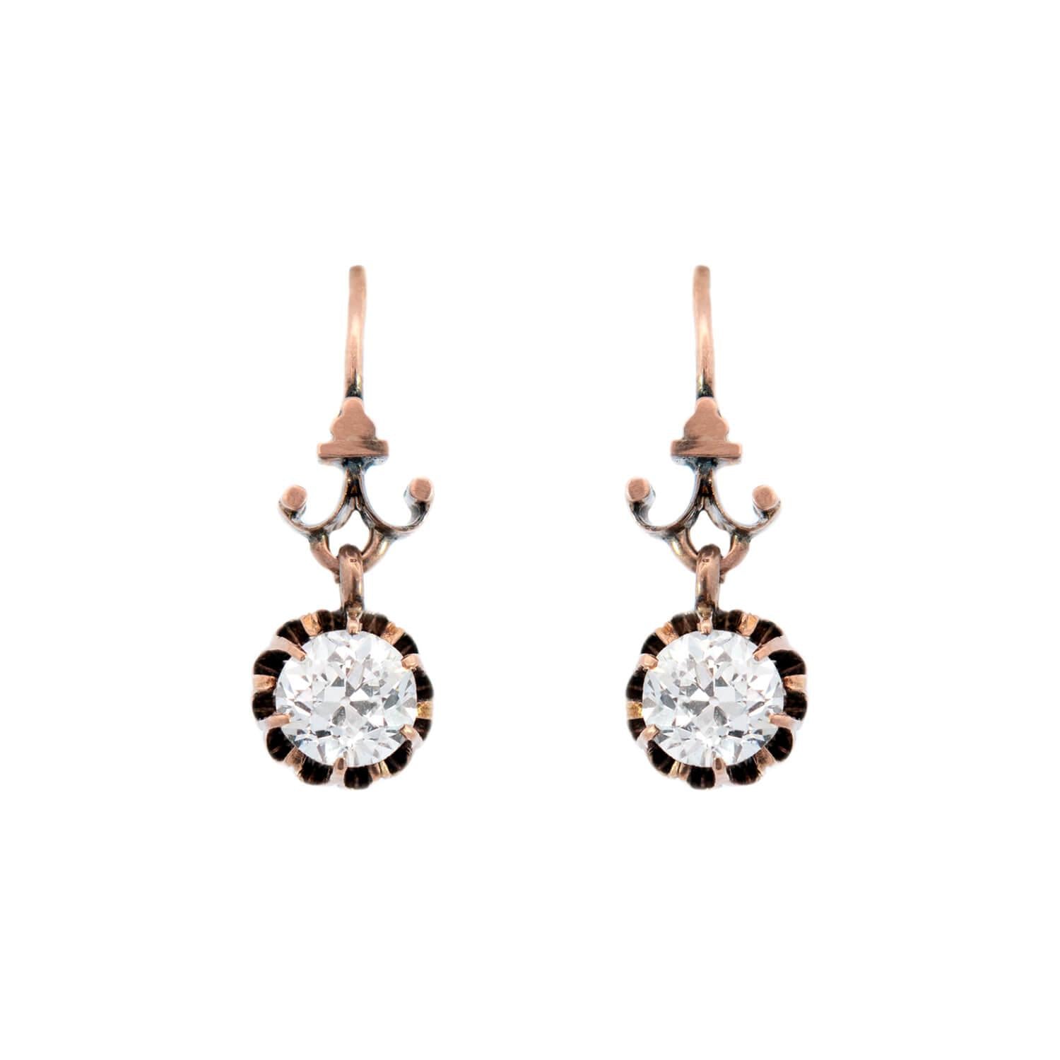 Victorian 14k Diamond Drop Earrings