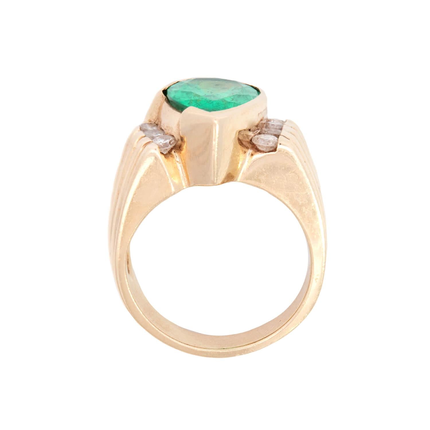 Retro 14k Emerald and Diamond Ring