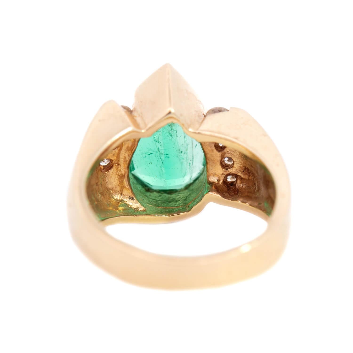 Retro 14k Emerald and Diamond Ring