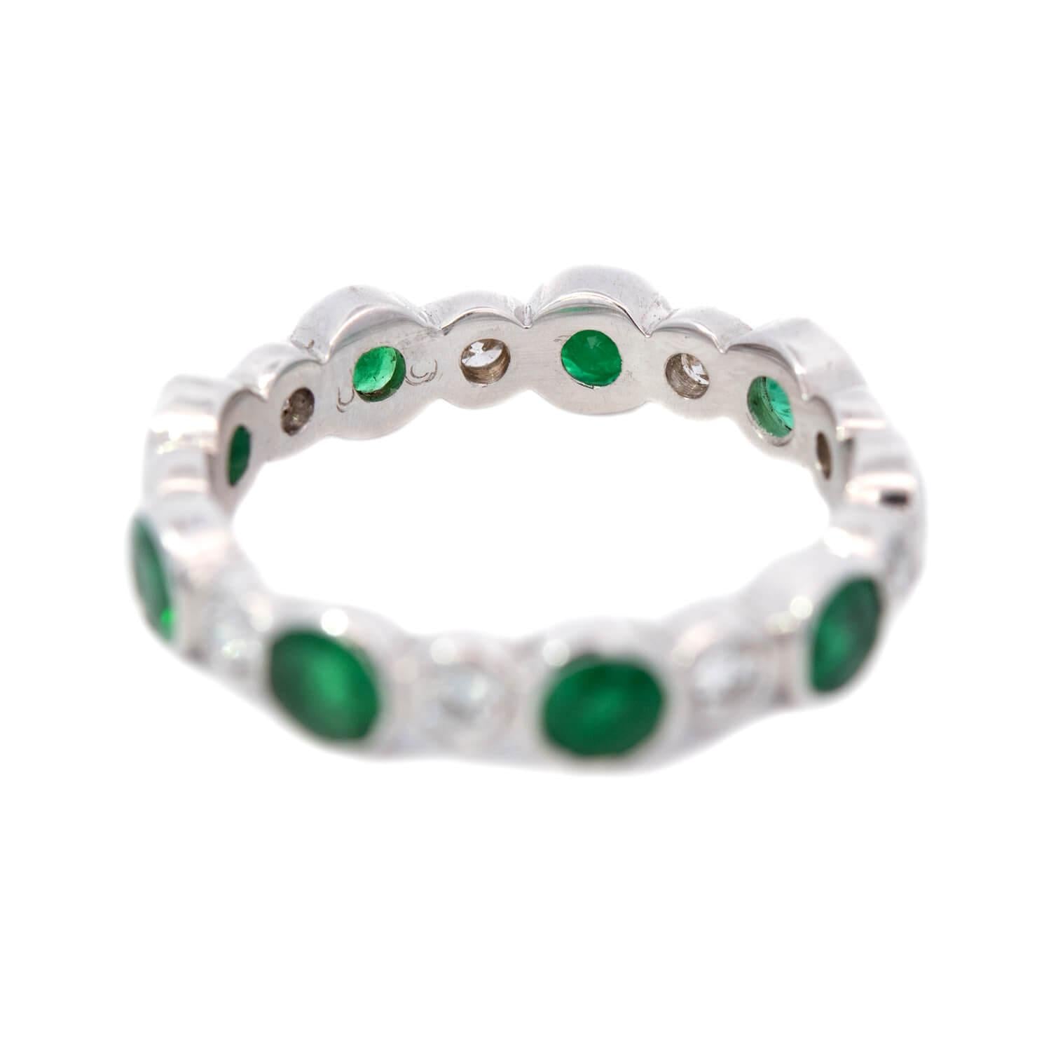 Estate 18k Emerald and Diamond Eternity Band