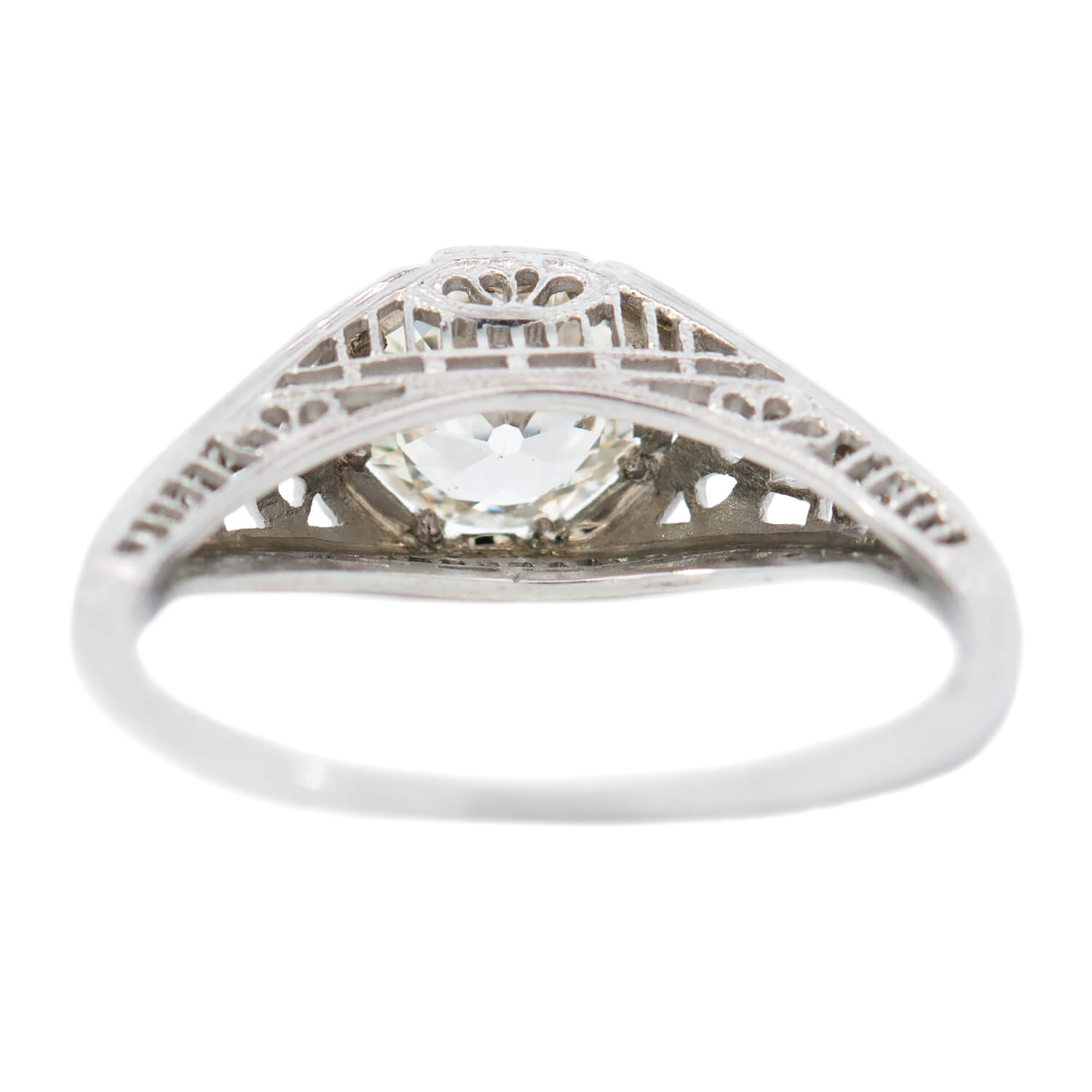 Art Deco 18k White Gold .86ct Diamond Engagement Ring