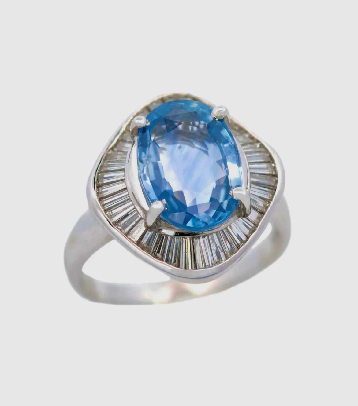 Art Deco Platinum GIA Ceylon Blue Sapphire Engagement Ring