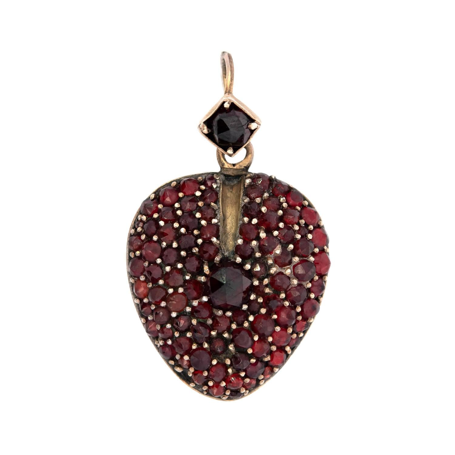 Victorian Gold Filled Garnet Heart Locket