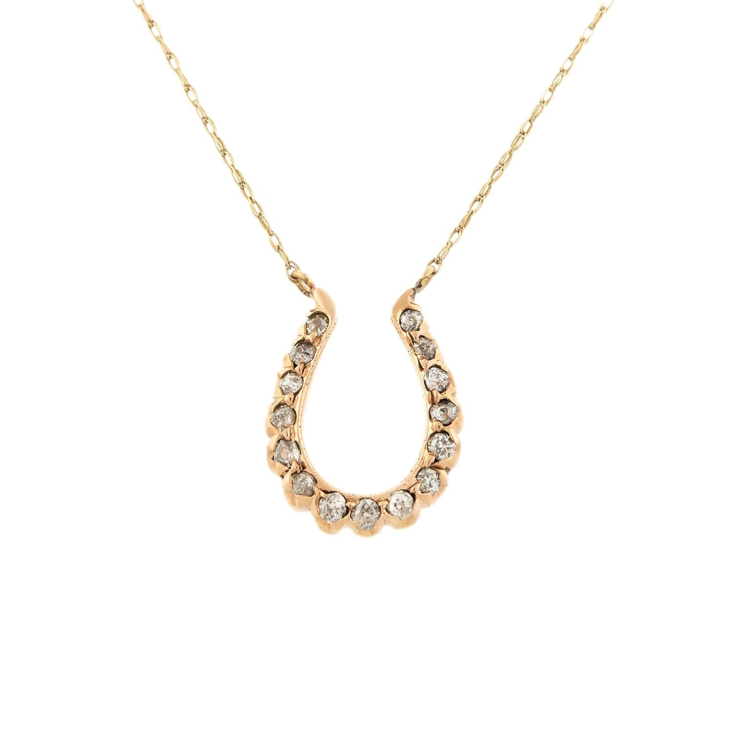 Victorian 10K Diamond Horseshoe Necklace