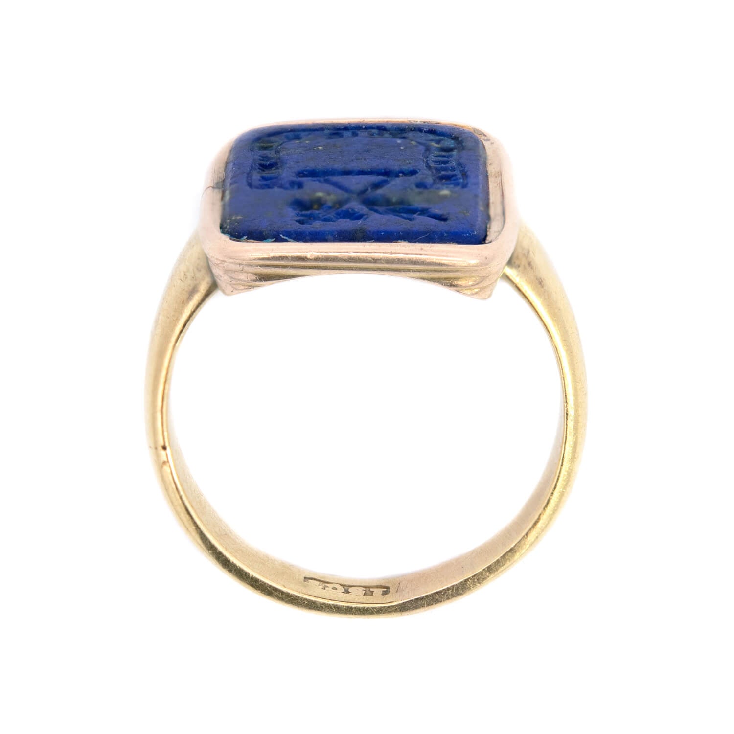 Georgian 15k Lapis Intaglio Signet Ring