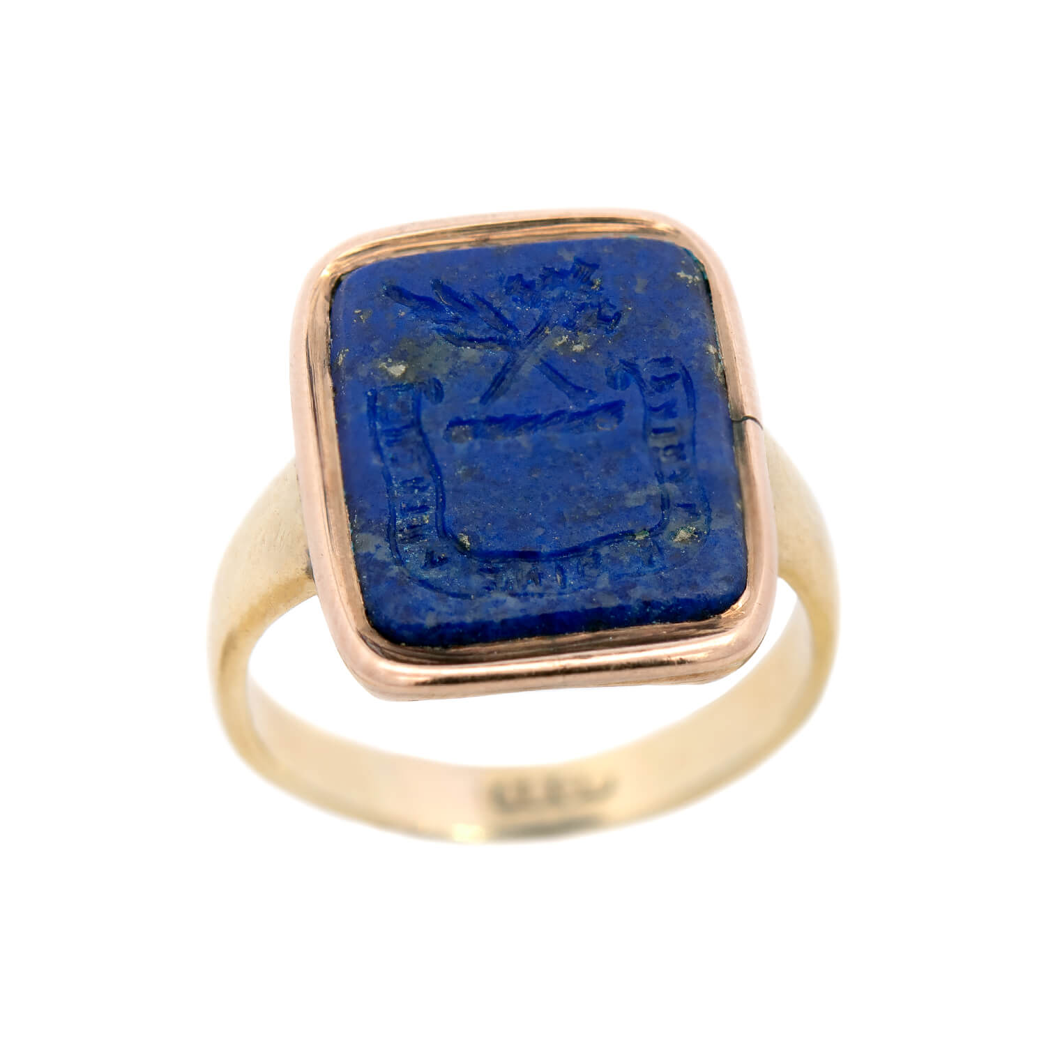 Georgian 15k Lapis Intaglio Signet Ring