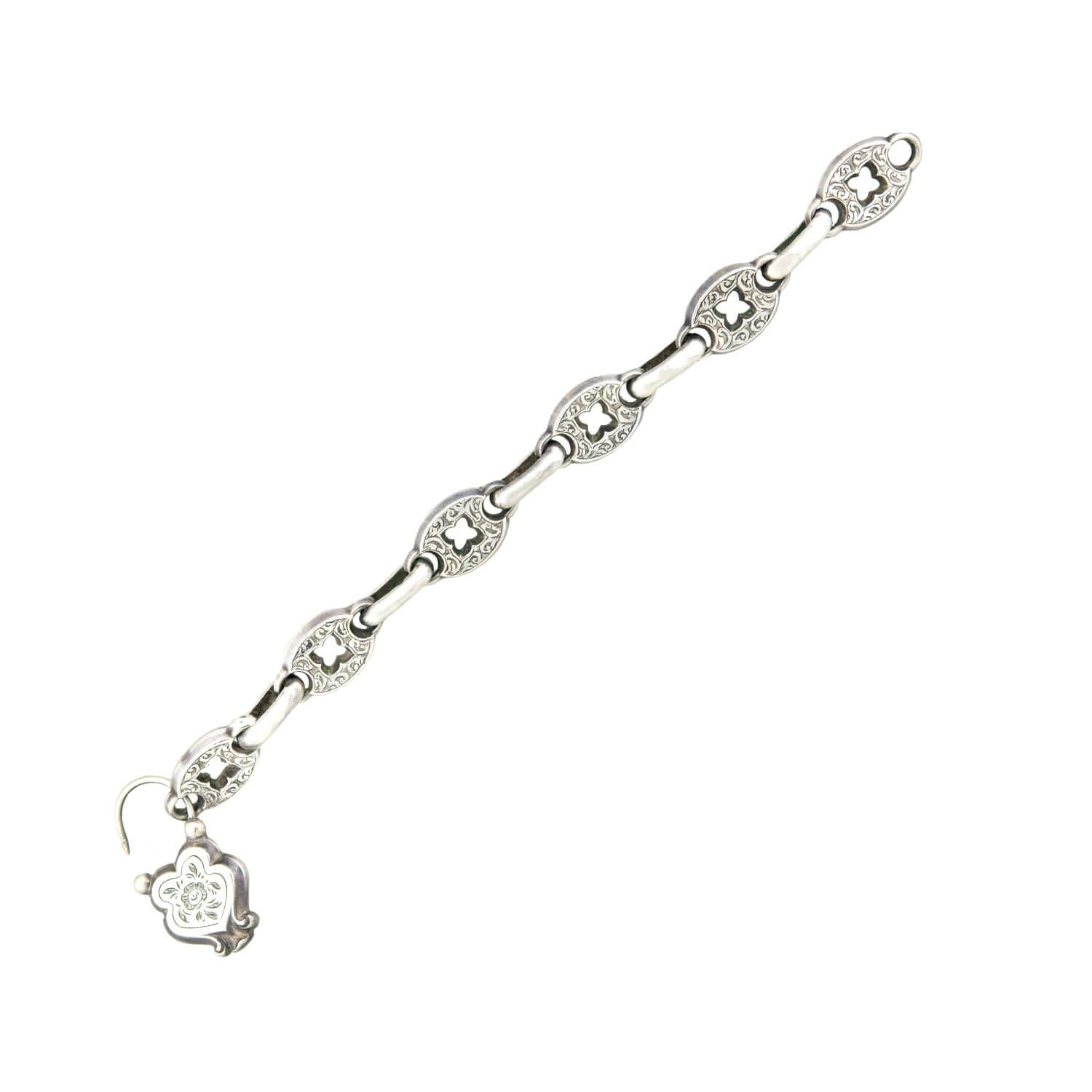 Victorian Sterling Silver Anchor Locket Bracelet