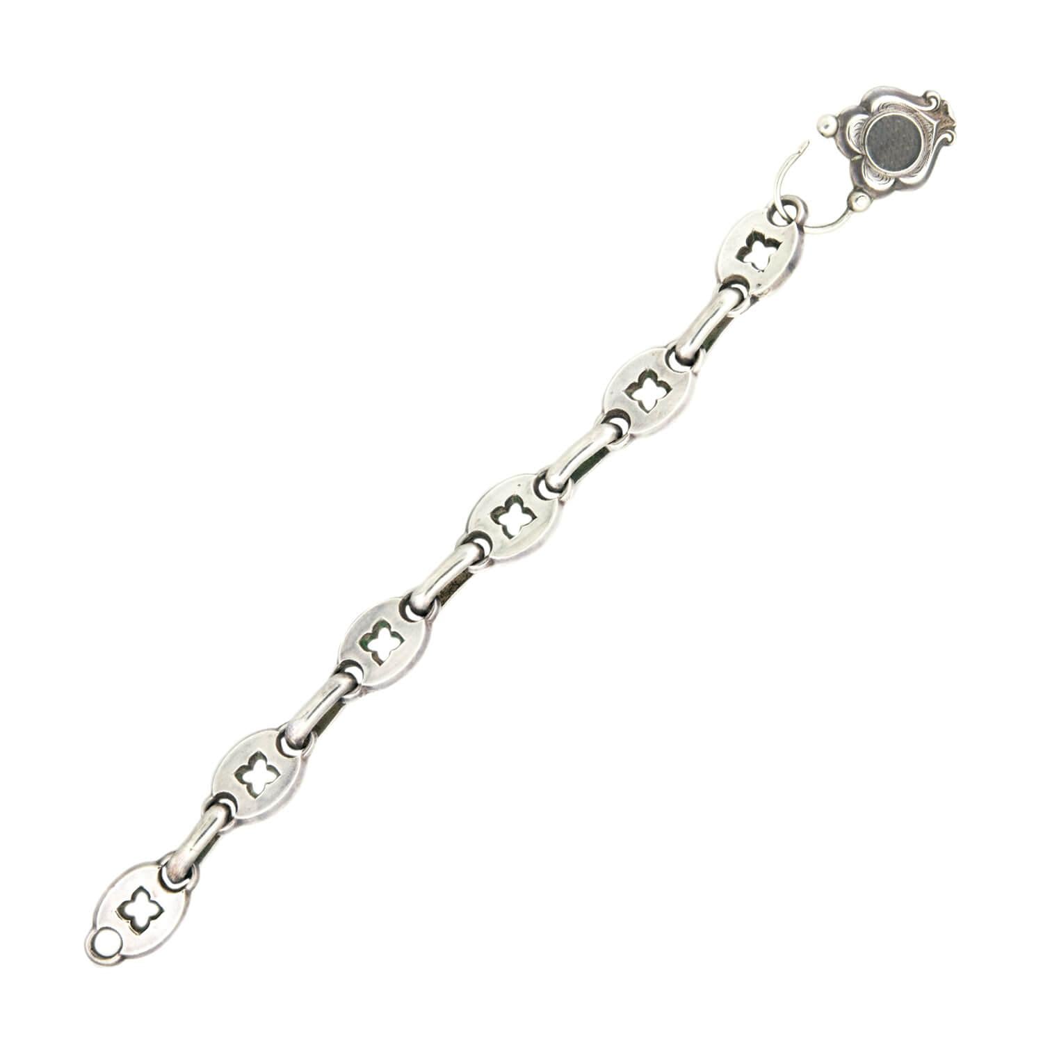 Victorian Sterling Silver Anchor Locket Bracelet