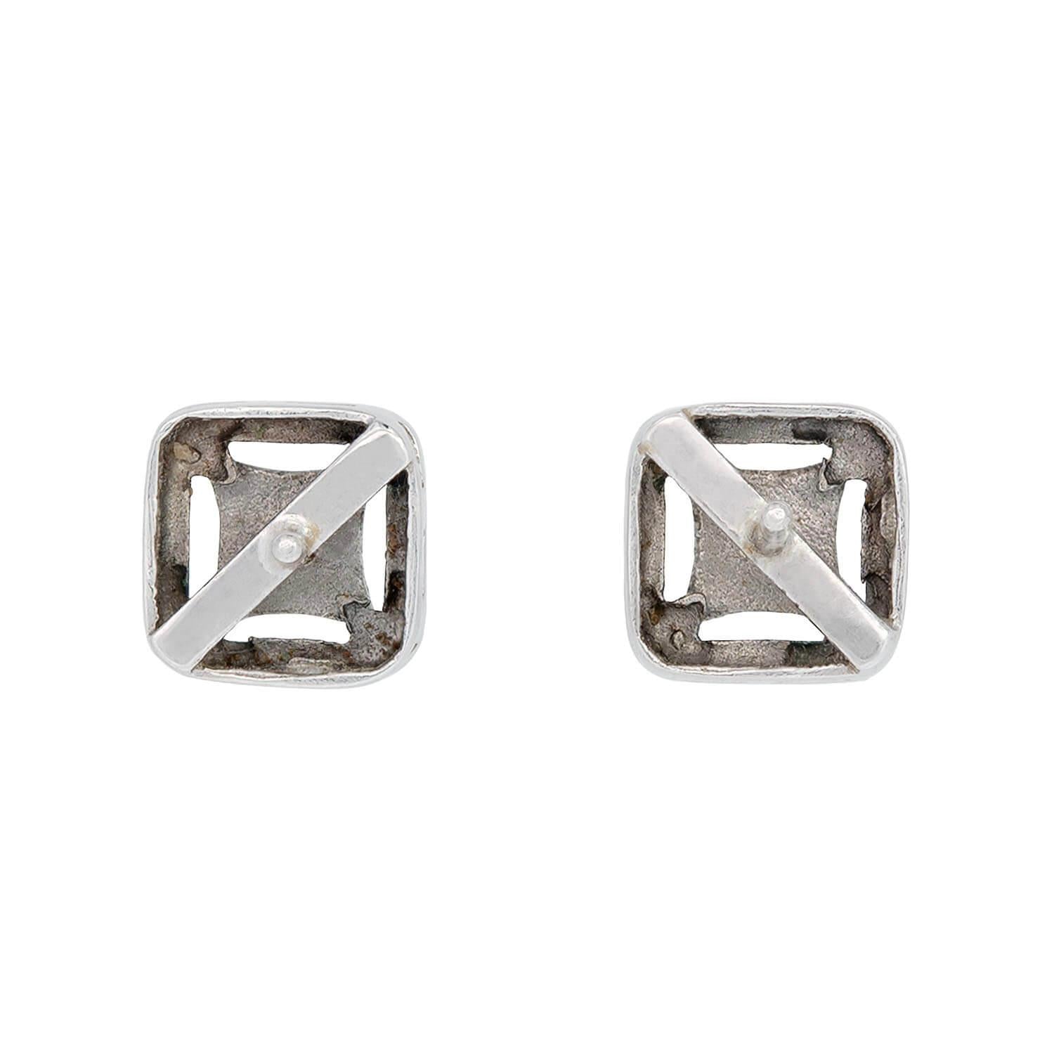 Art Deco 14k White Gold Diamond Stud Earrings