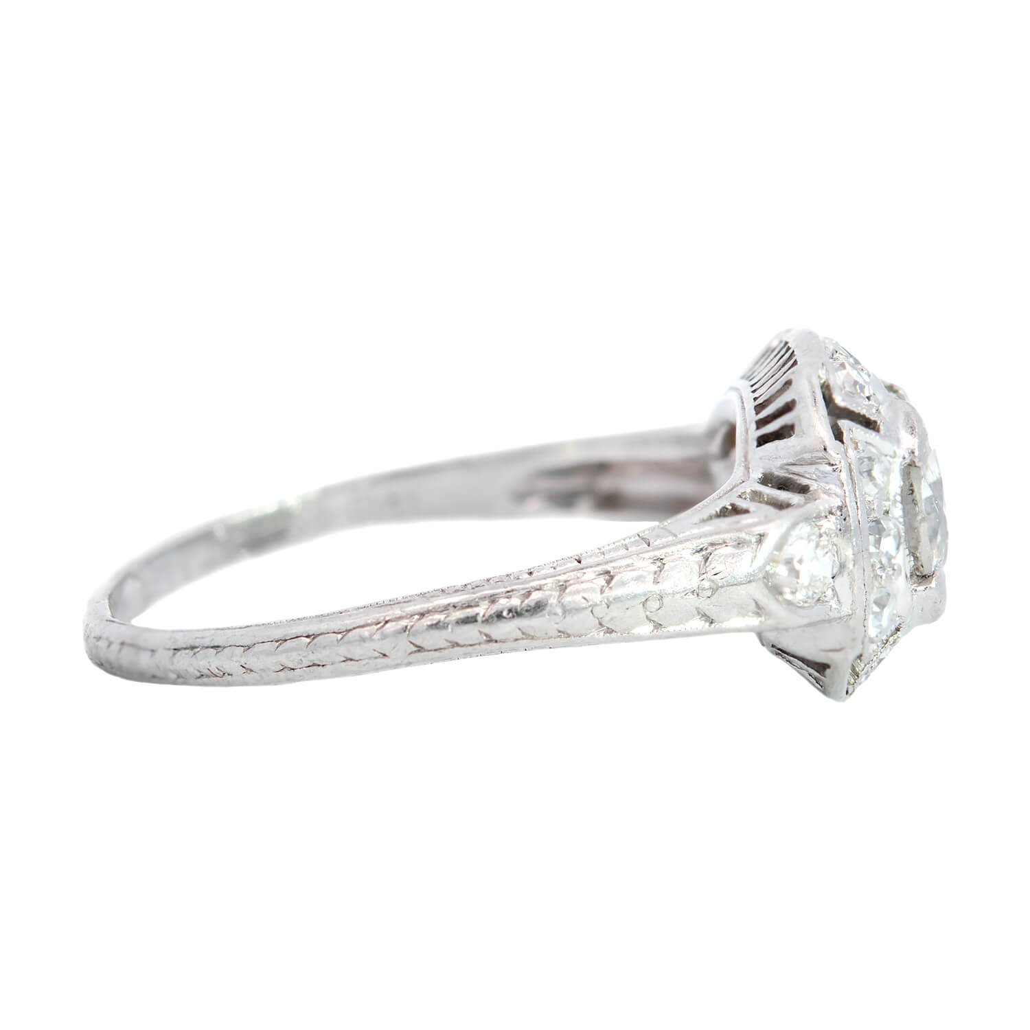 Art Deco Platinum Diamond Engagement Ring .55ctw