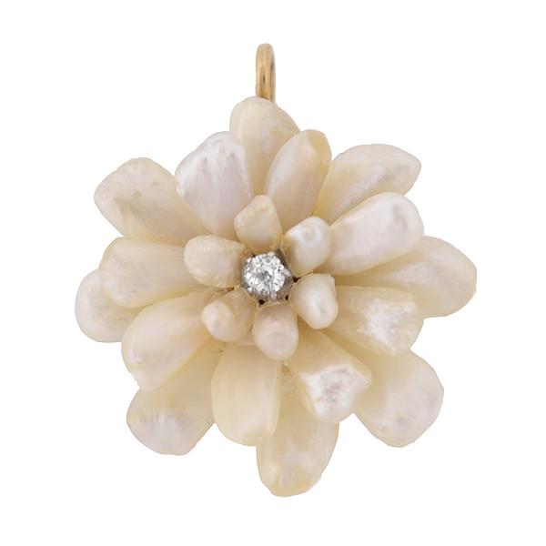 Victorian 14kt Mississippi River Pearl Flower Pin/Pendant