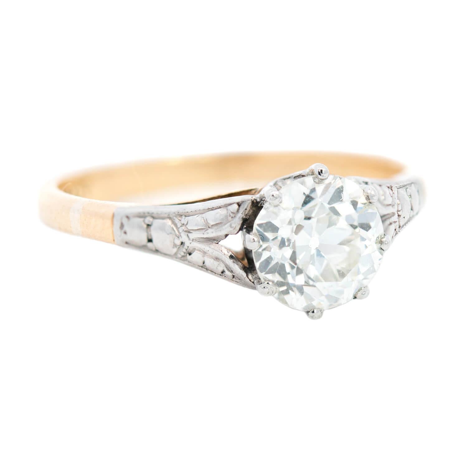 Early Edwardian 18k/Platinum Diamond Engagement Ring 1.04ct