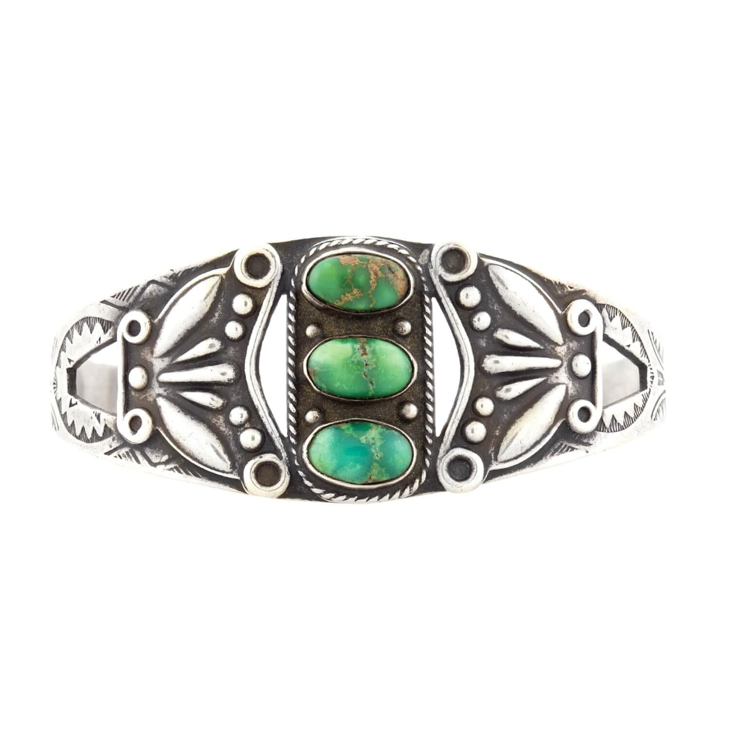 Retro Sterling Silver Native American Turquoise Cuff Bracelet