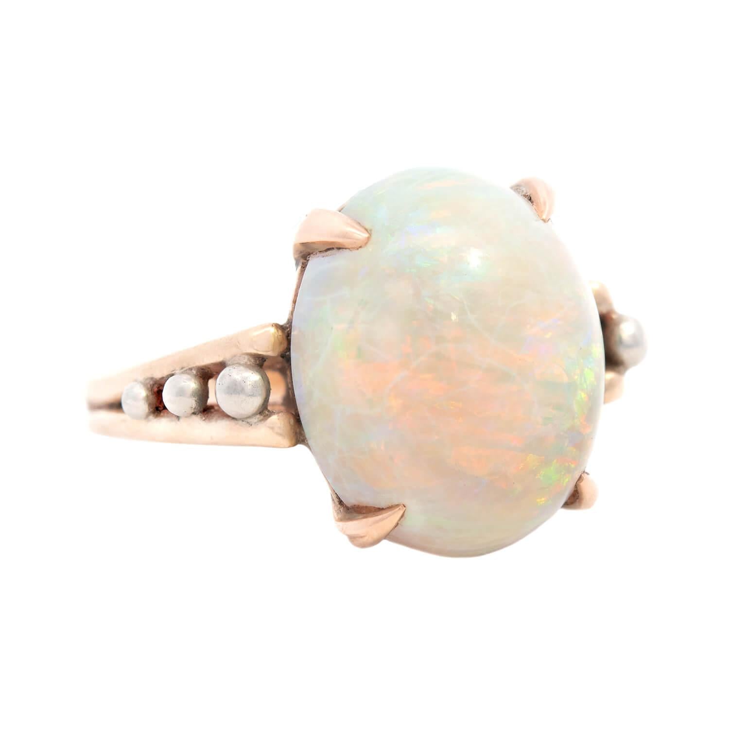 F & F FELGER Inc. Art Nouveau 14k Mixed Metal Opal Ring